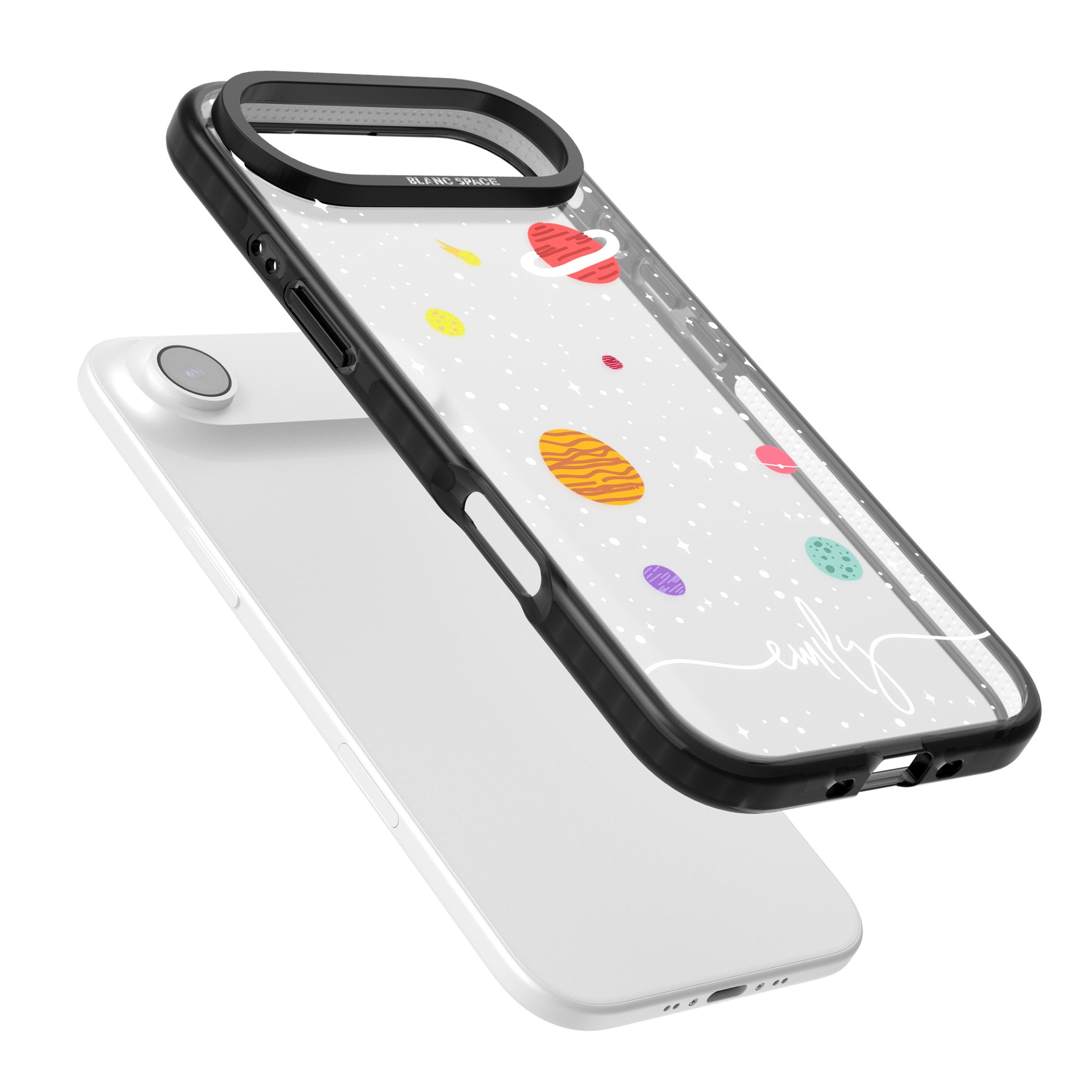 Personalised Cute Cartoon Planet (Clear) iPhone 17 Air Impact Black Phone Case Colours