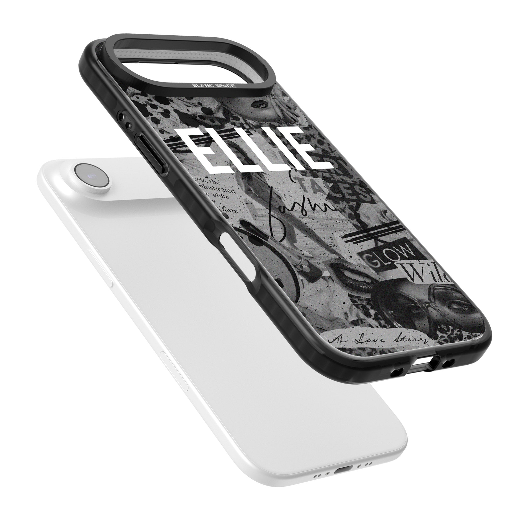 Personalised Grey Scale Vintage Collage iPhone 17 Air Impact Black Phone Case Colours