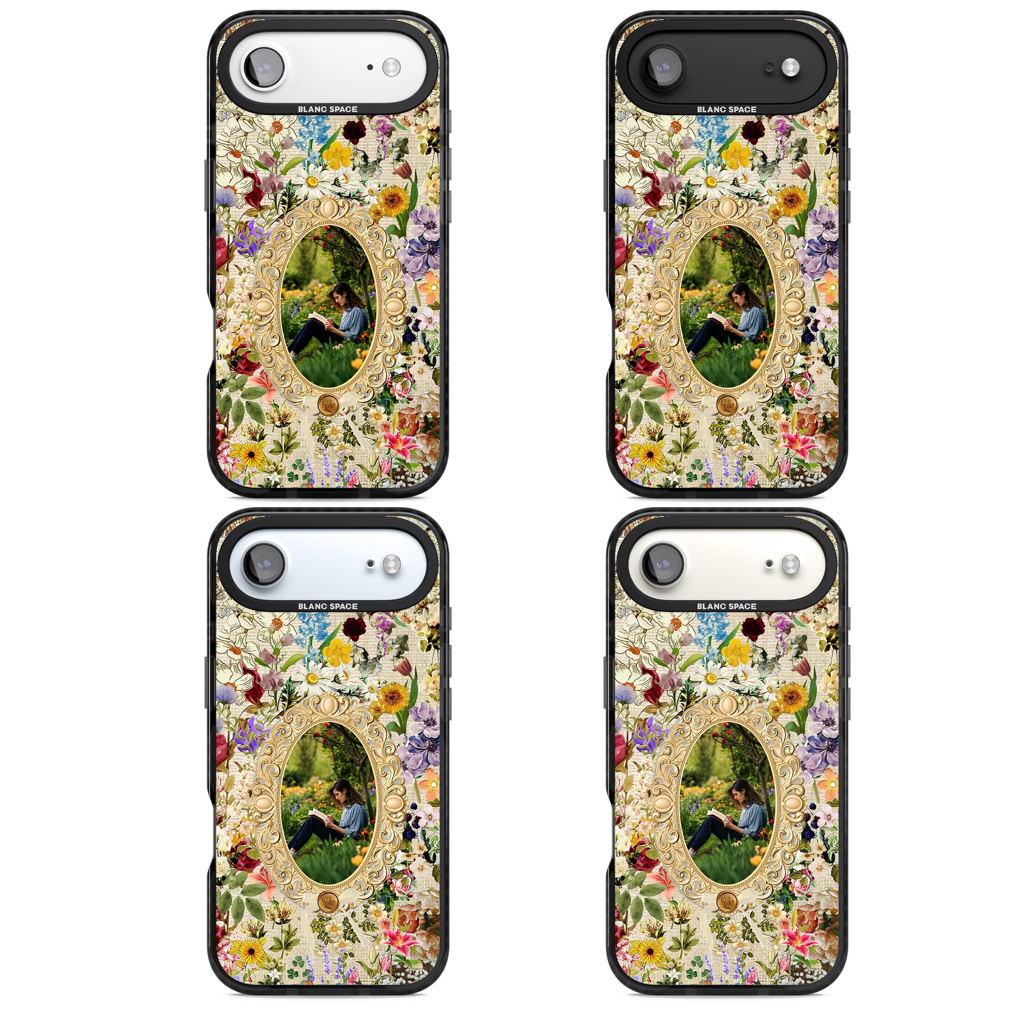 Personalised Vintage Wildflower Frame iPhone 17 Air Impact Black Phone Case APT Impact Protection