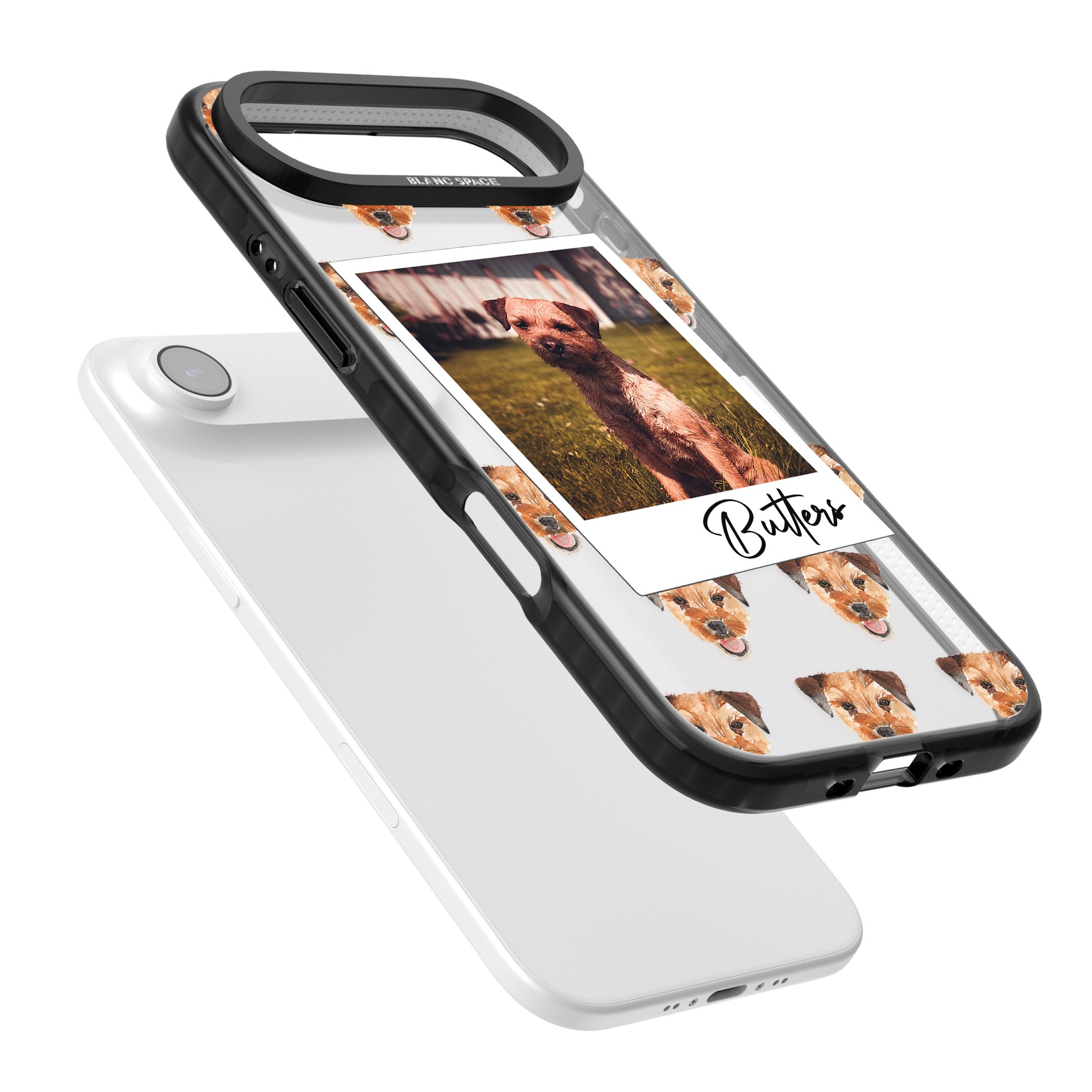 Personalised Border Terrier Instant Camera Photo iPhone 17 Air Impact Black Phone Case Colours