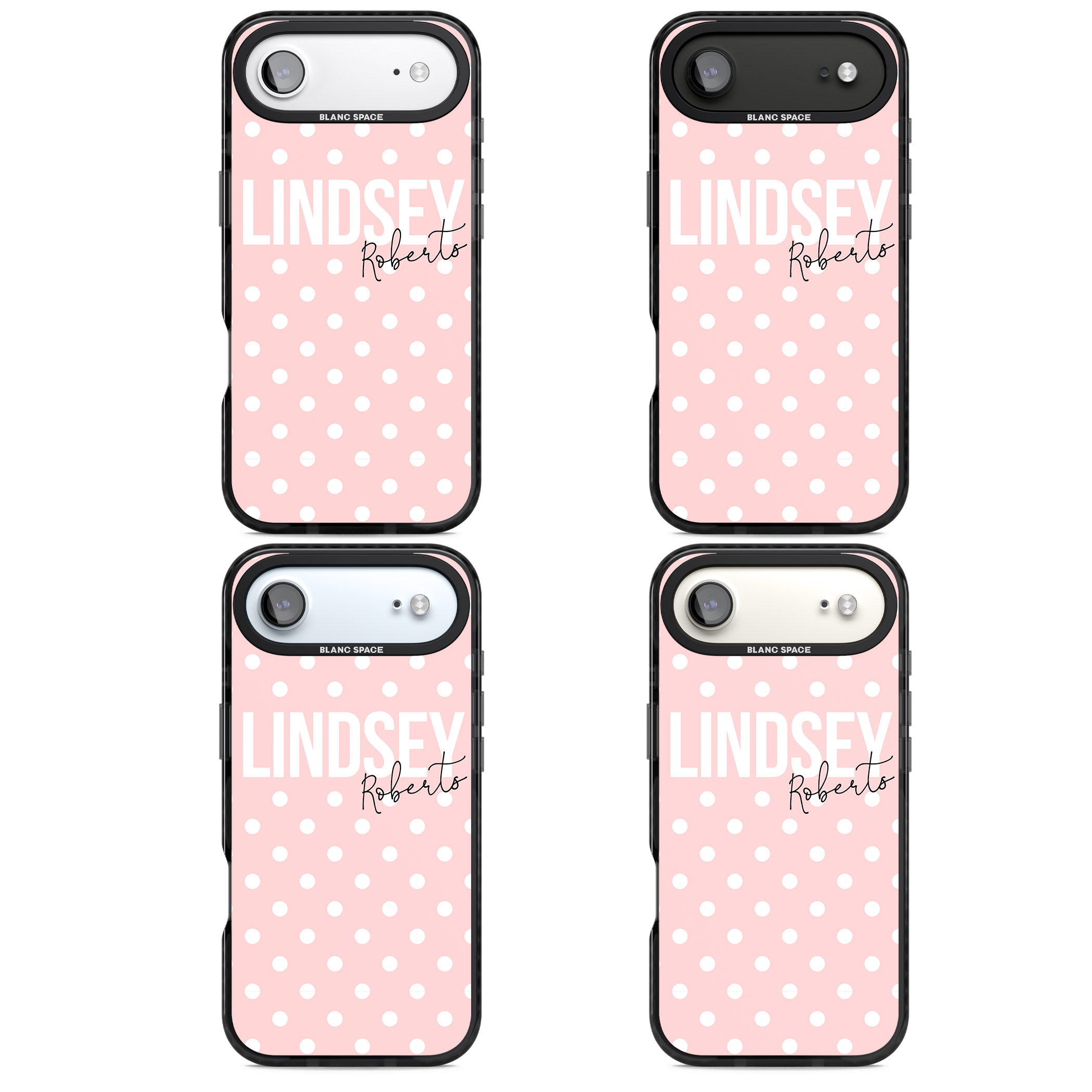 Personalised Pink Polka iPhone 17 Air Impact Black Phone Case APT Impact Protection