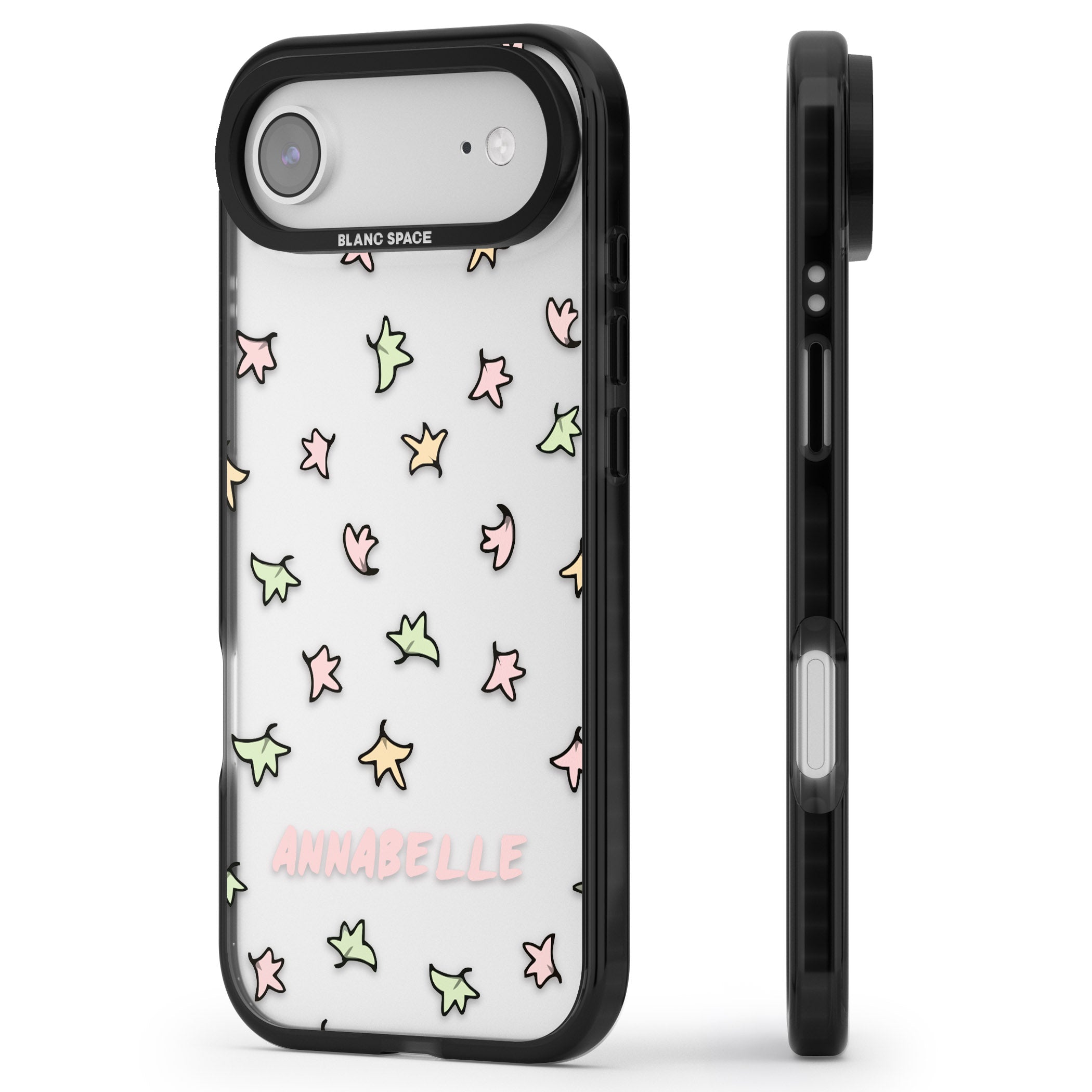 Personalised Heartstopper Leaves Pattern iPhone 17 Air Impact Black Phone Case Side Profile