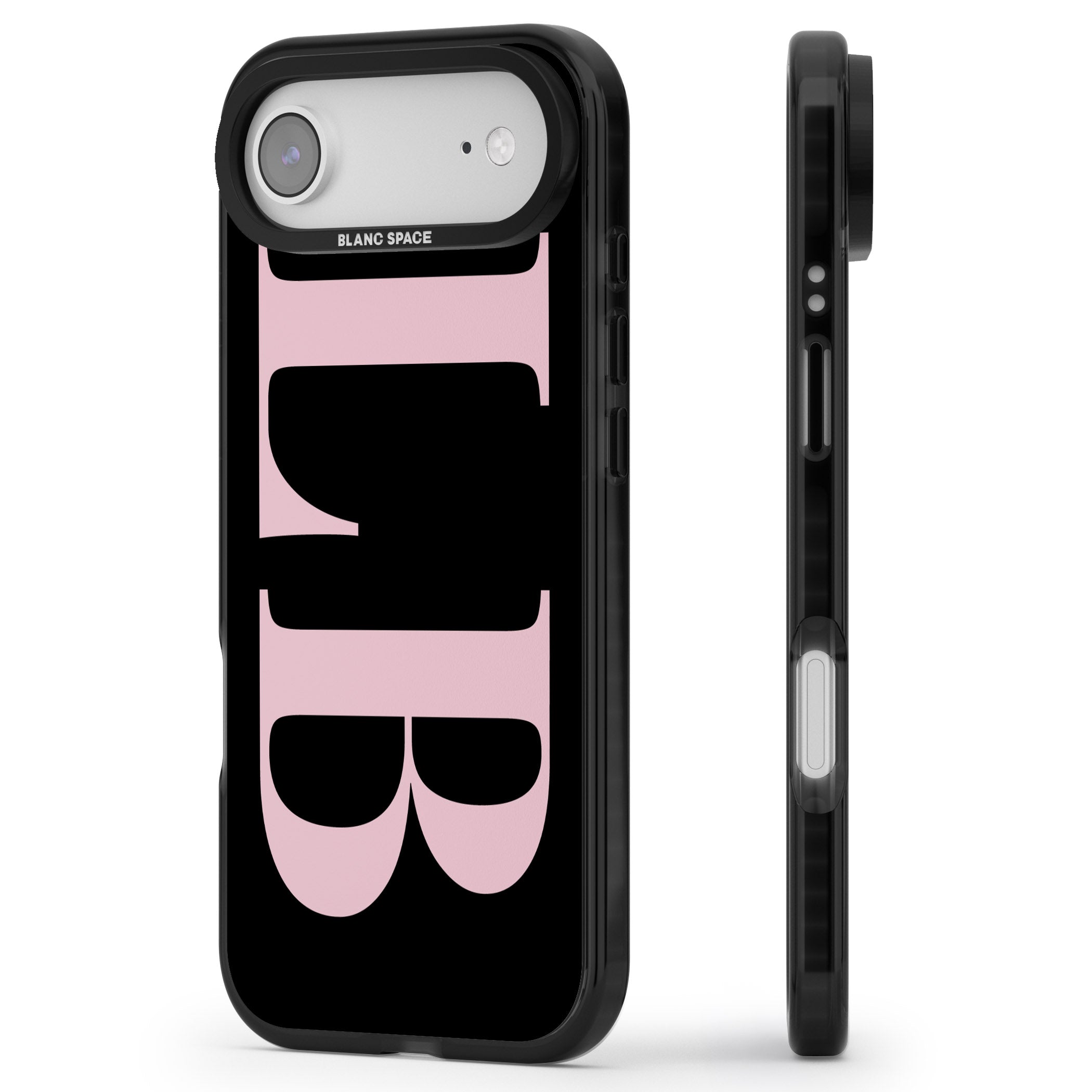 Personalised Pink & Black Green Letters iPhone 17 Air Impact Black Phone Case Side Profile