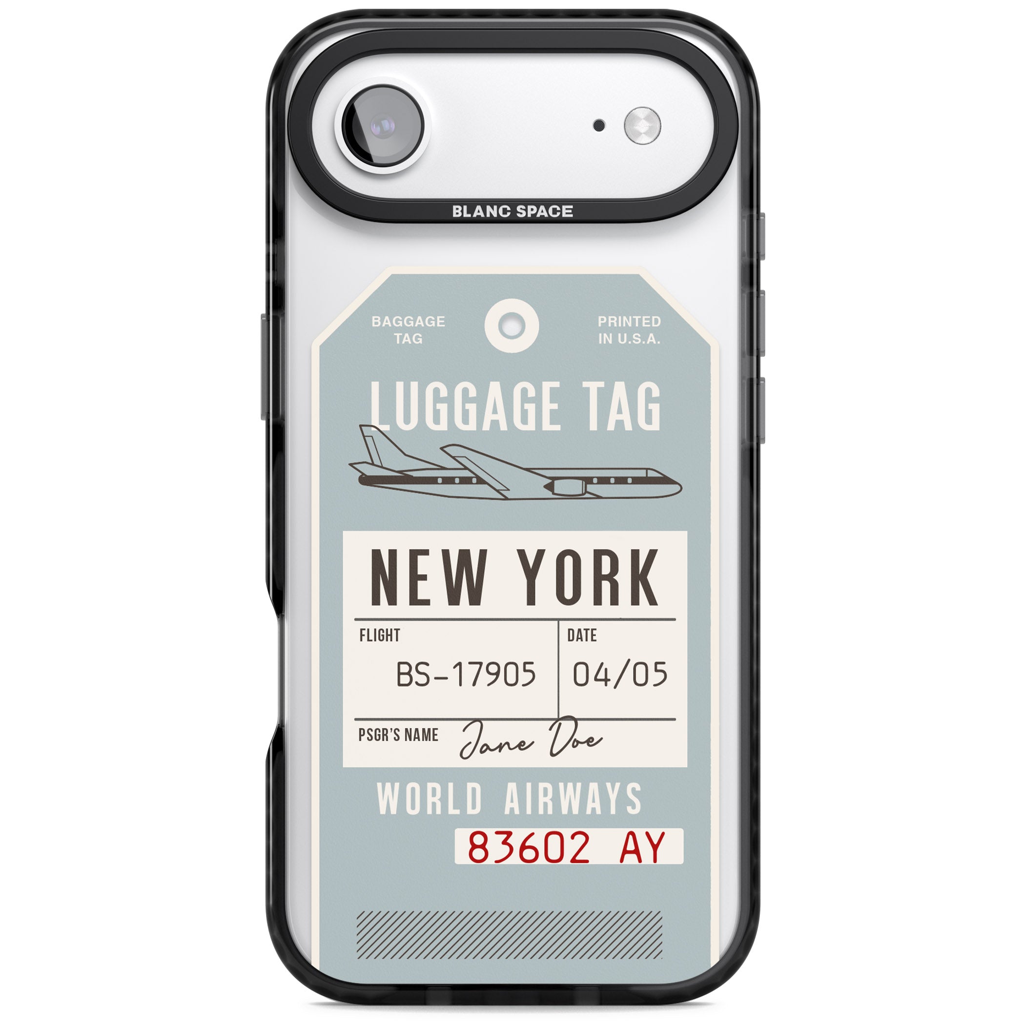 Personalised Vintage Usa Luggage Tag iPhone 17 Air Impact Black Phone Case