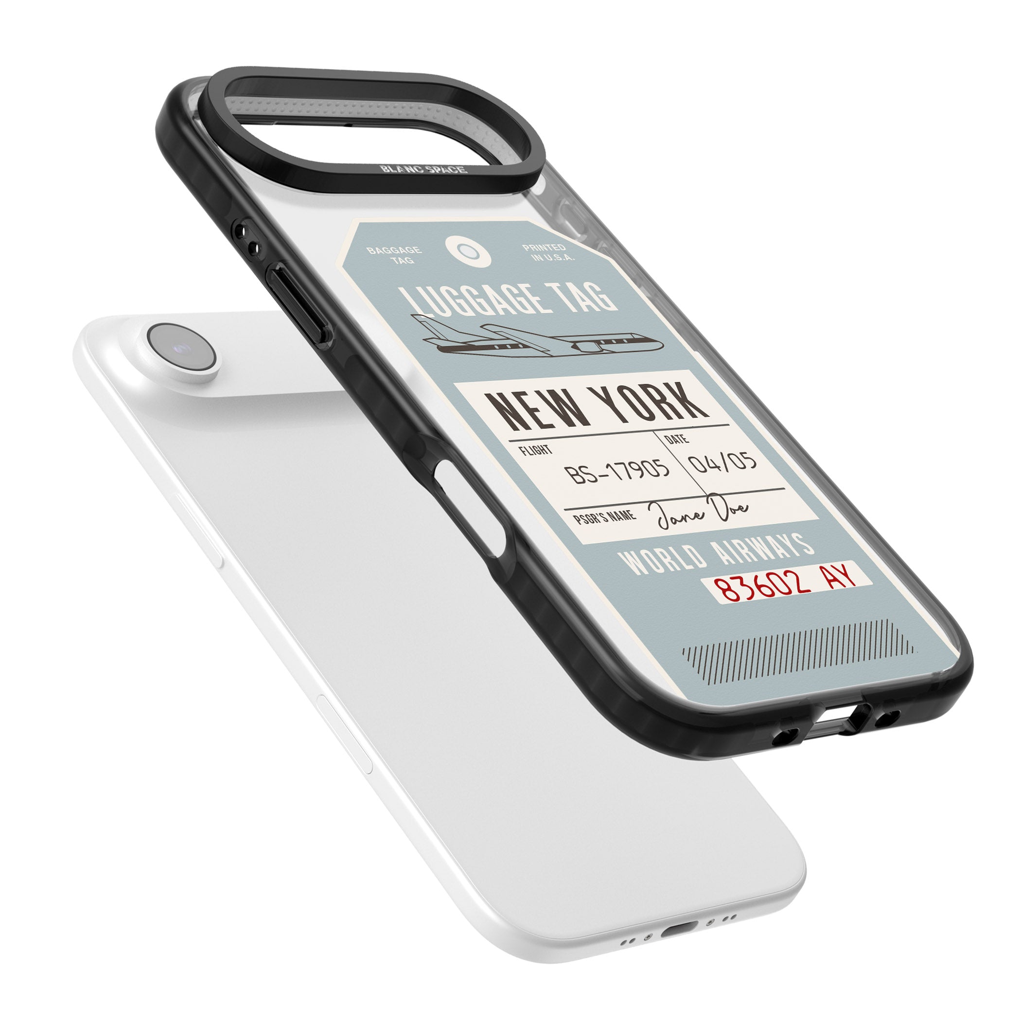 Personalised Vintage Usa Luggage Tag iPhone 17 Air Impact Black Phone Case Colours