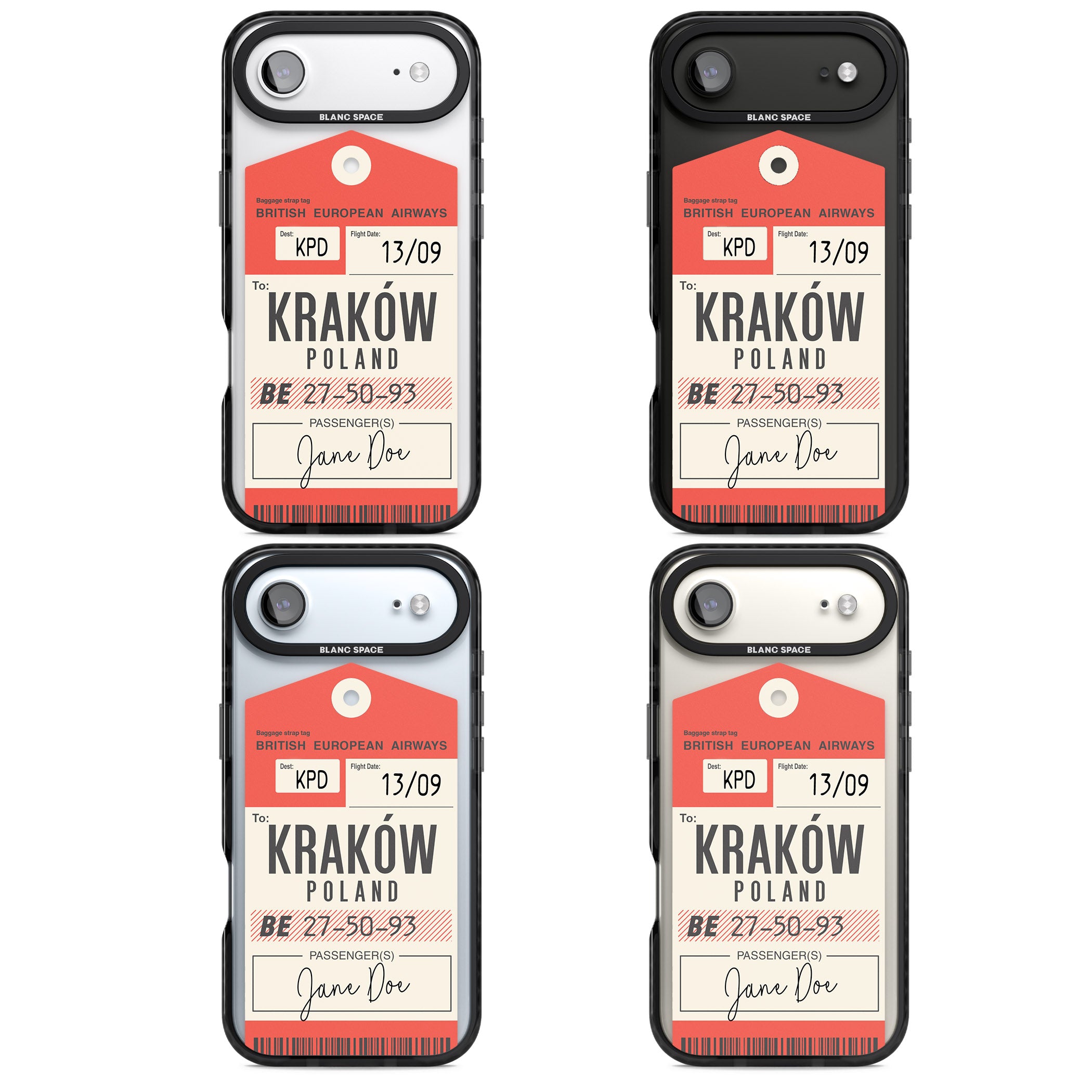 Personalised Vintage Bea Luggage Tag iPhone 17 Air Impact Black Phone Case APT Impact Protection