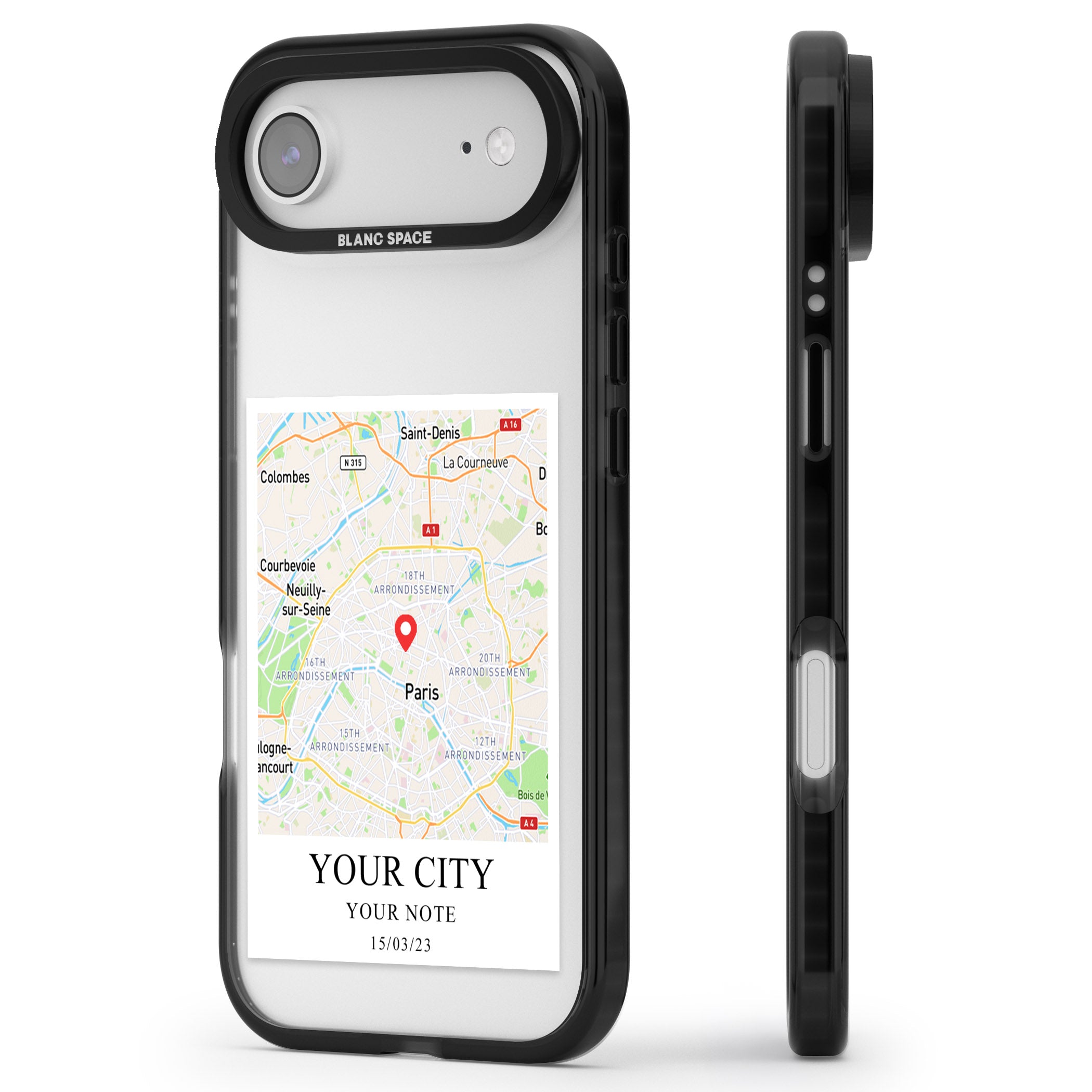 Personalised World Map iPhone 17 Air Impact Black Phone Case Side Profile