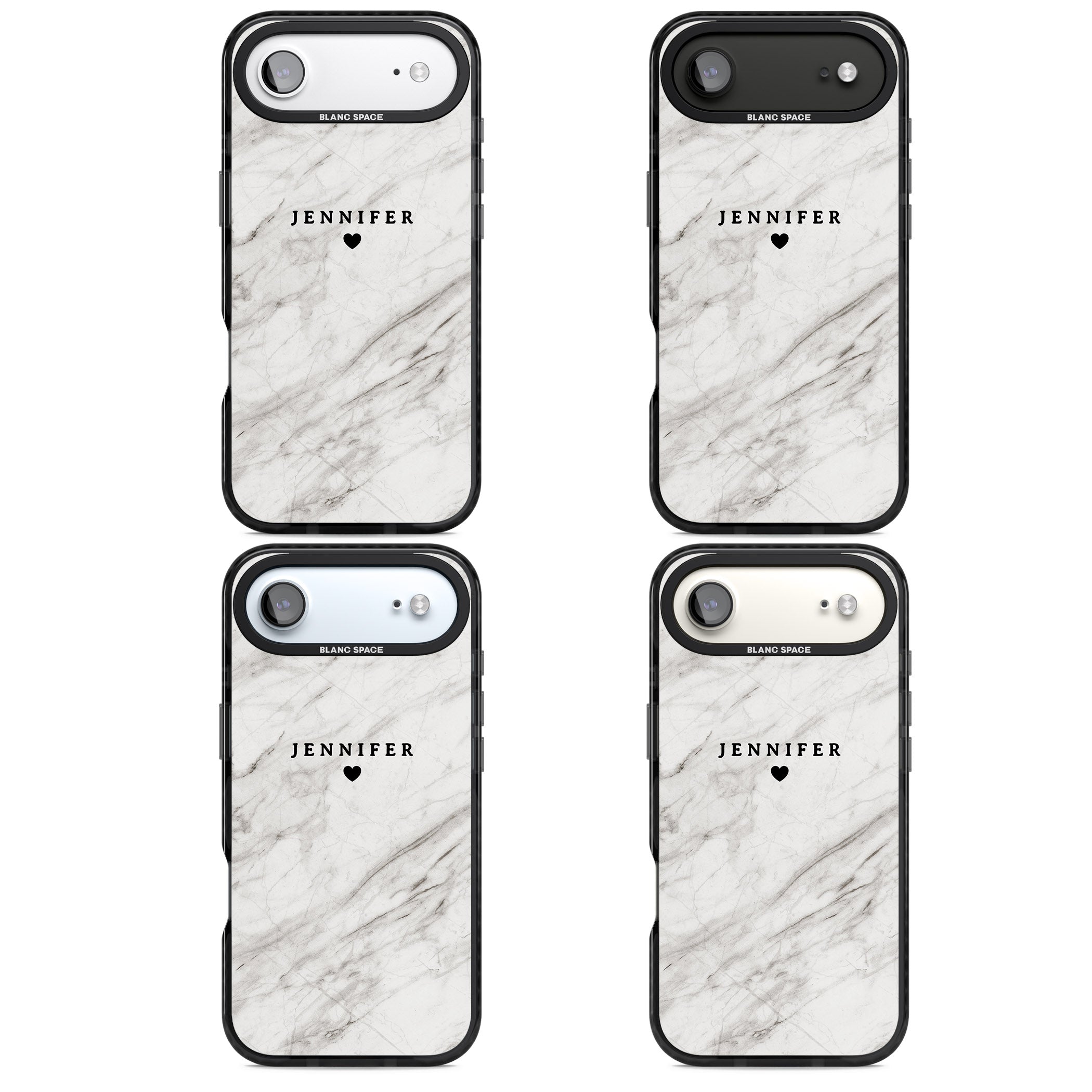 Personalised Light Grey Marble iPhone 17 Air Impact Black Phone Case APT Impact Protection