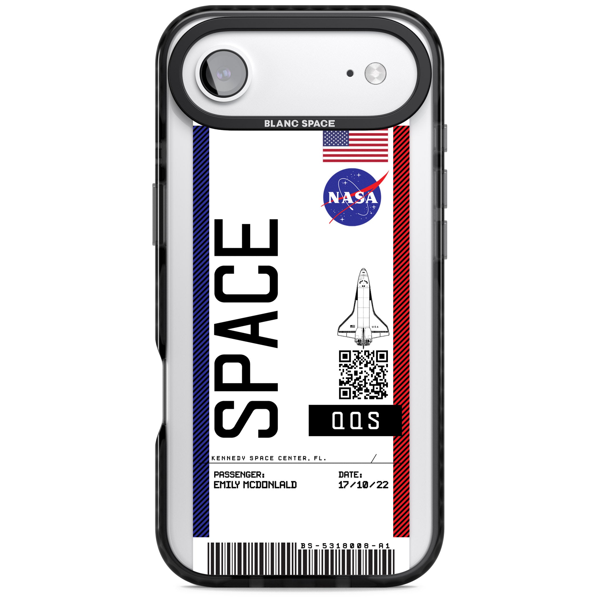Personalised Nasa Boarding Pass (Light) iPhone 17 Air Impact Black Phone Case