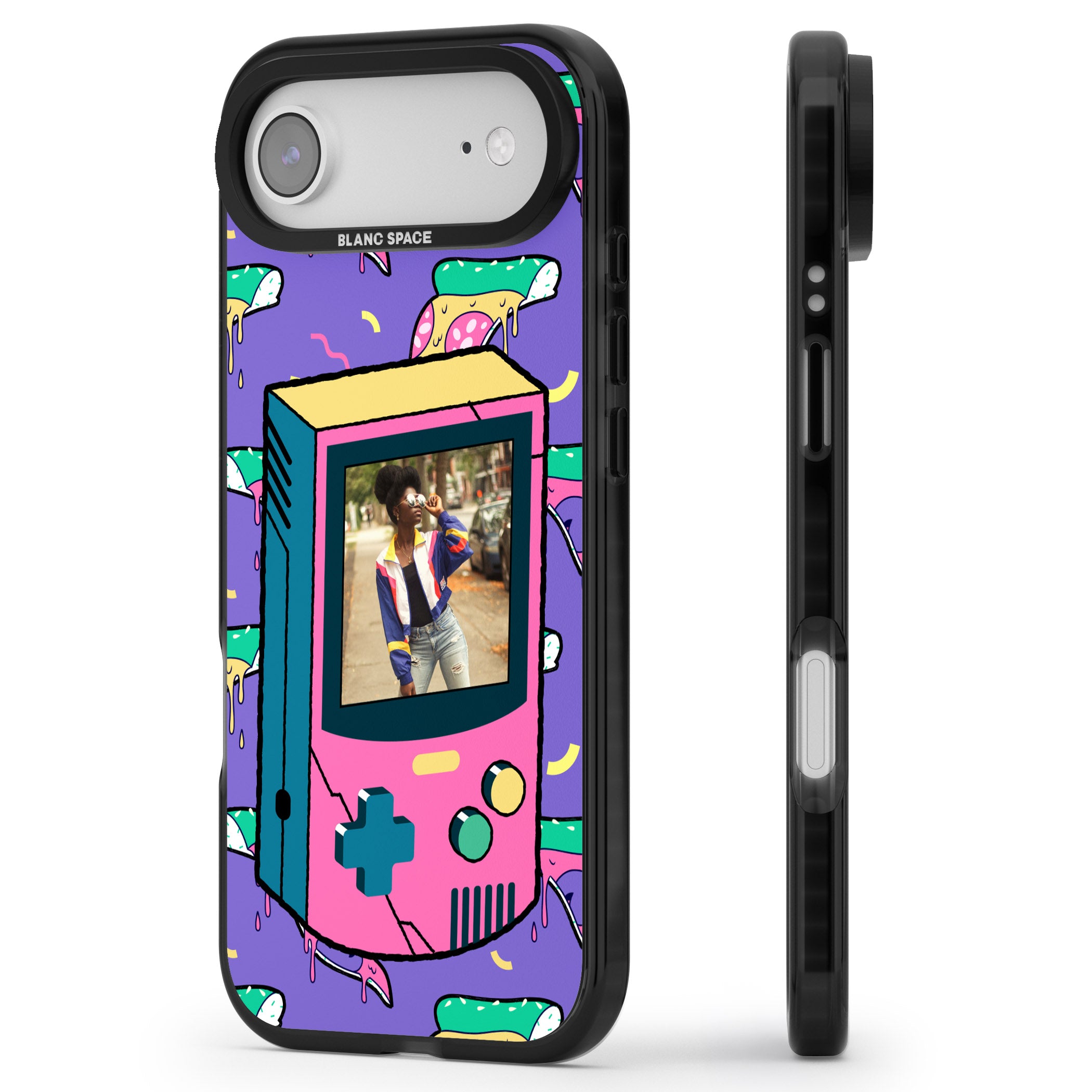 Personalised Retro Game Photo Case iPhone 17 Air Impact Black Phone Case Side Profile
