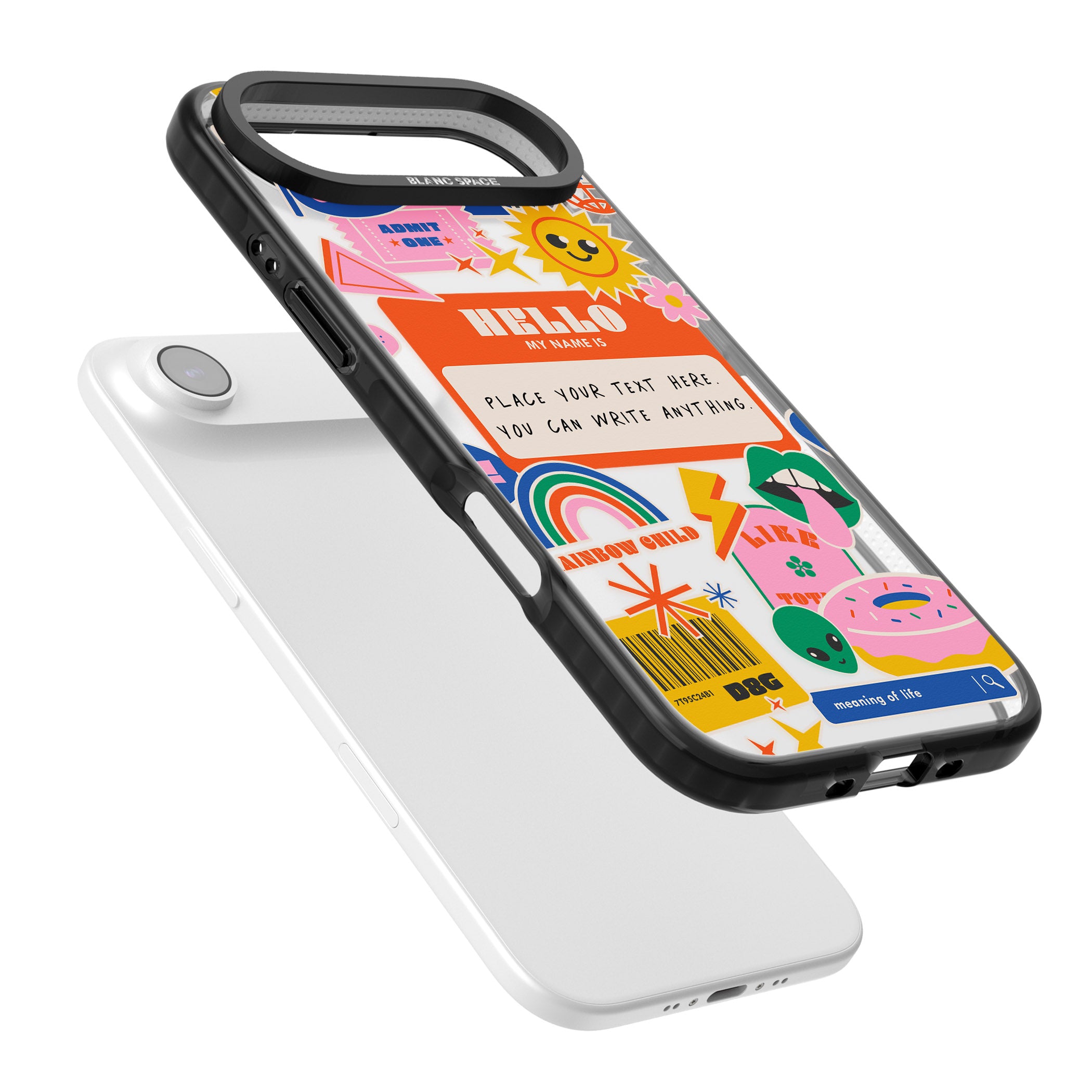 Personalised Retro Vibes Sticker iPhone 17 Air Impact Black Phone Case Colours