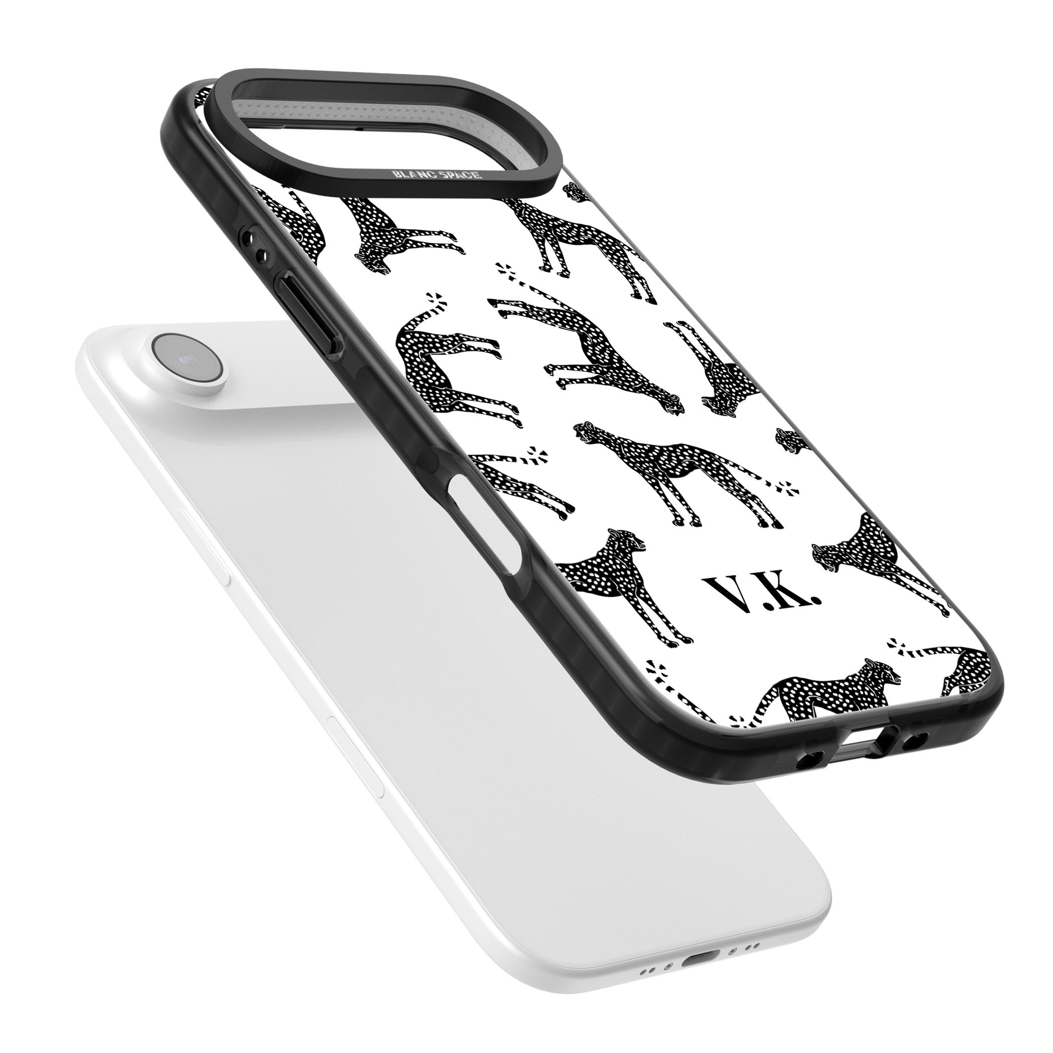 Personalised Black & White Cheetah Pattern iPhone 17 Air Impact Black Phone Case Colours