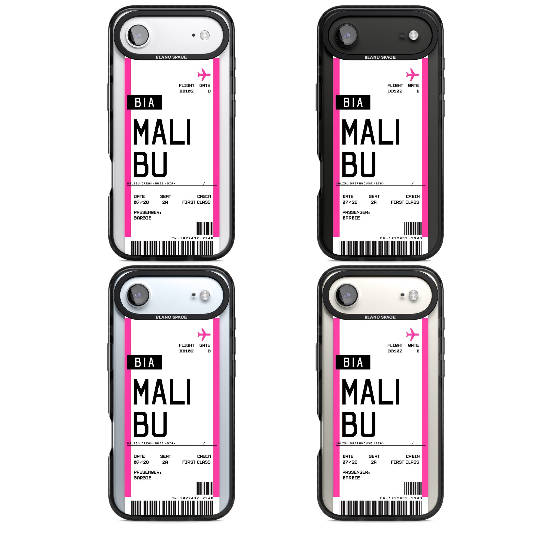 Personalised Pink Malibu Boarding Pass iPhone 17 Air Impact Black Phone Case APT Impact Protection
