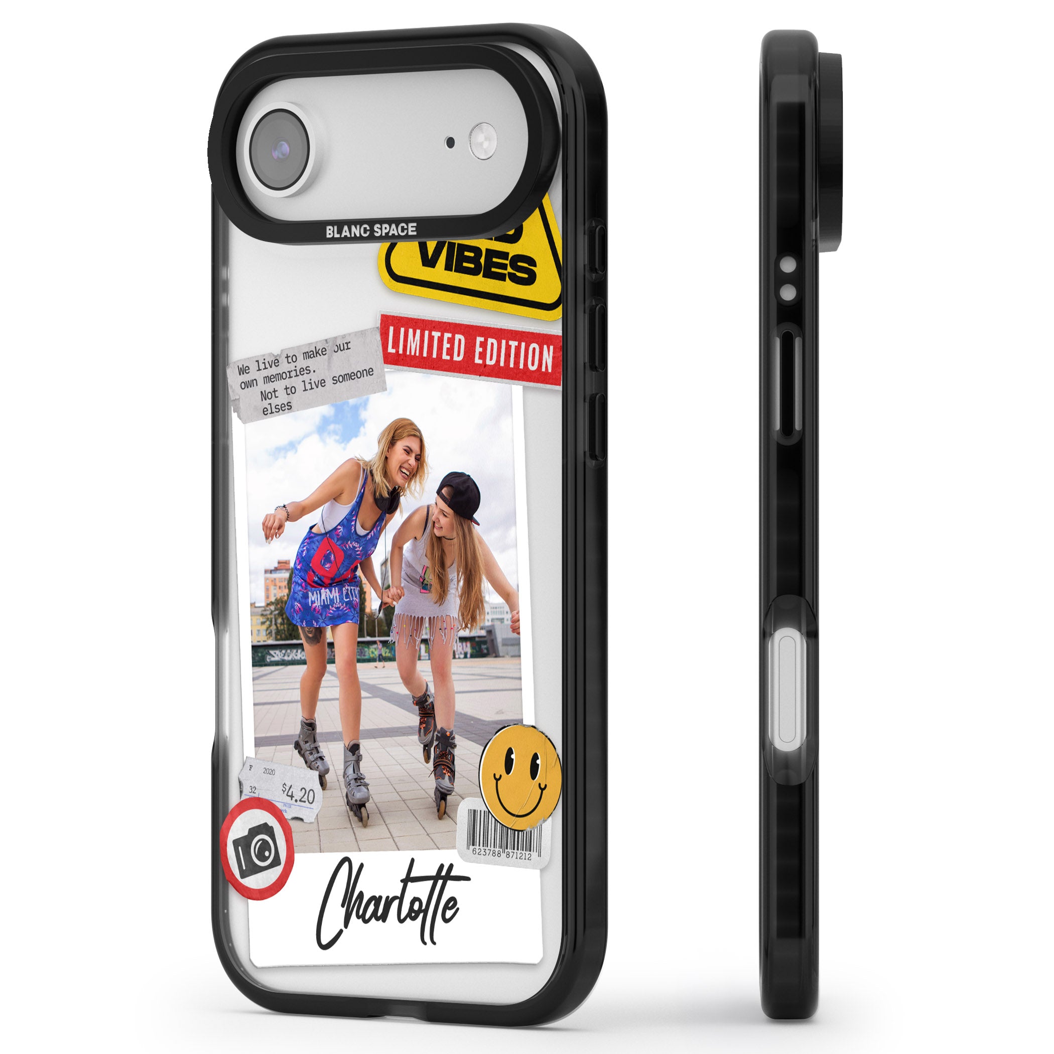 Personalised Sticker Mix Instant Photo iPhone 17 Air Impact Black Phone Case Side Profile