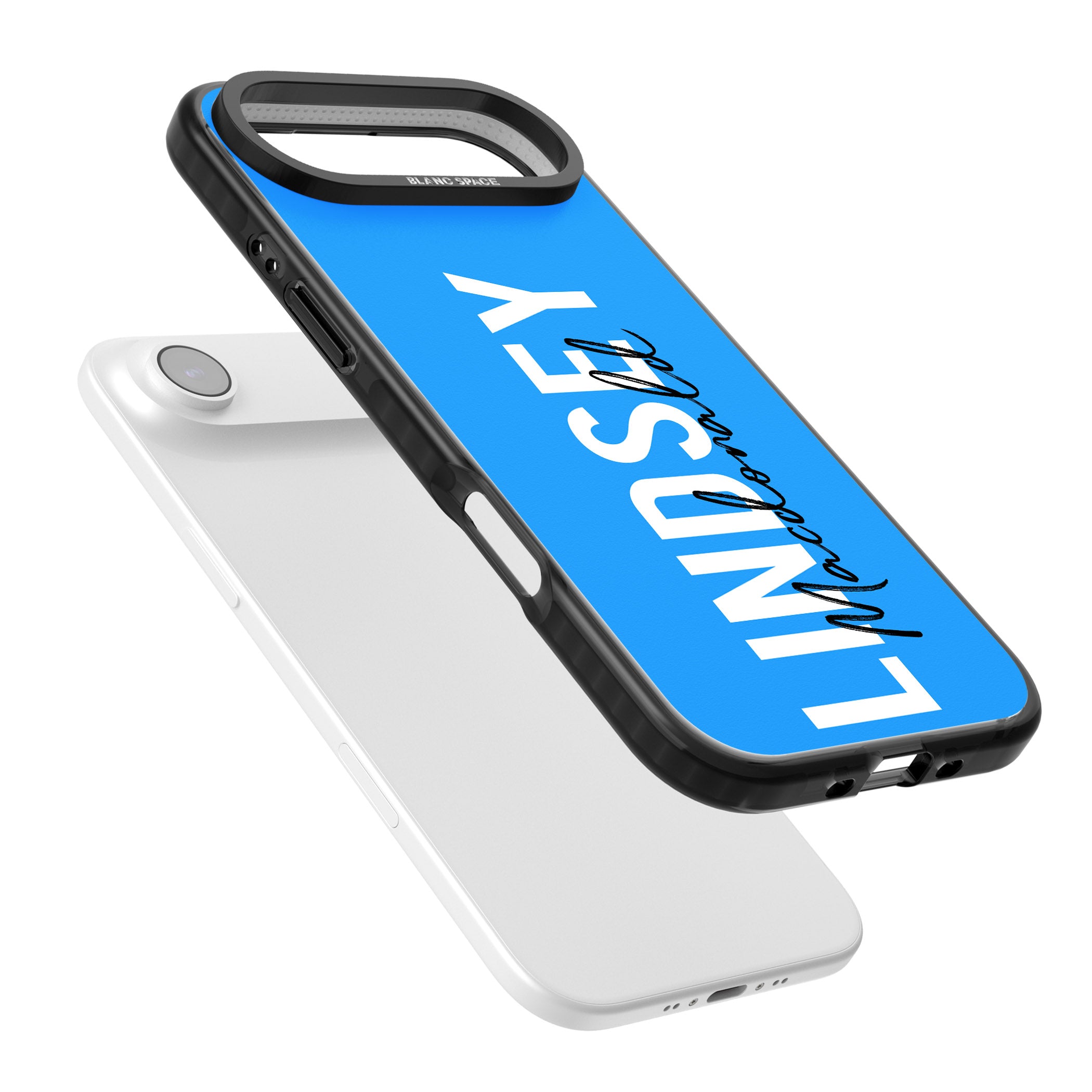 Personalised Bold Name: Blue iPhone 17 Air Impact Black Phone Case Colours