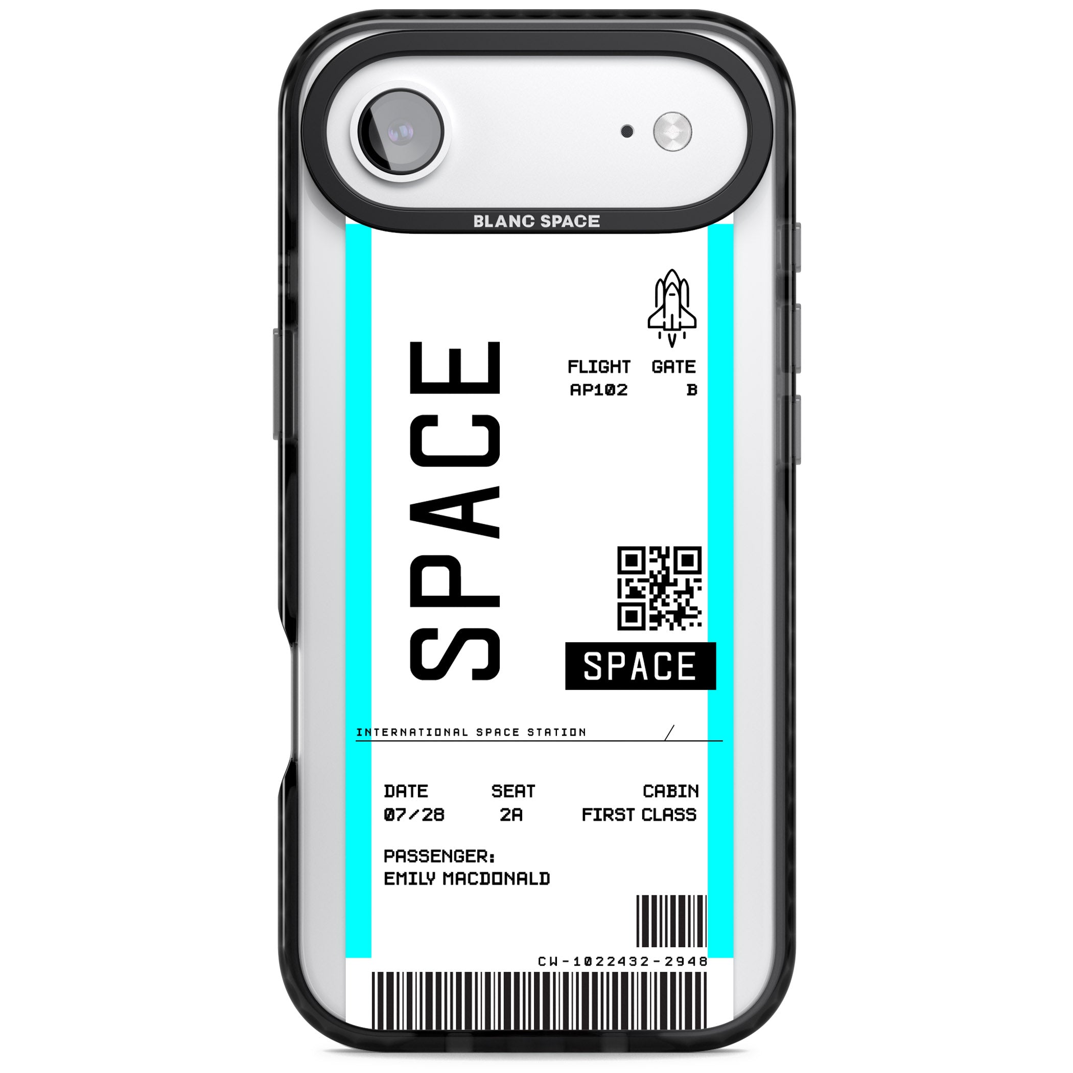 Personalised Space Travel Ticket iPhone 17 Air Impact Black Phone Case