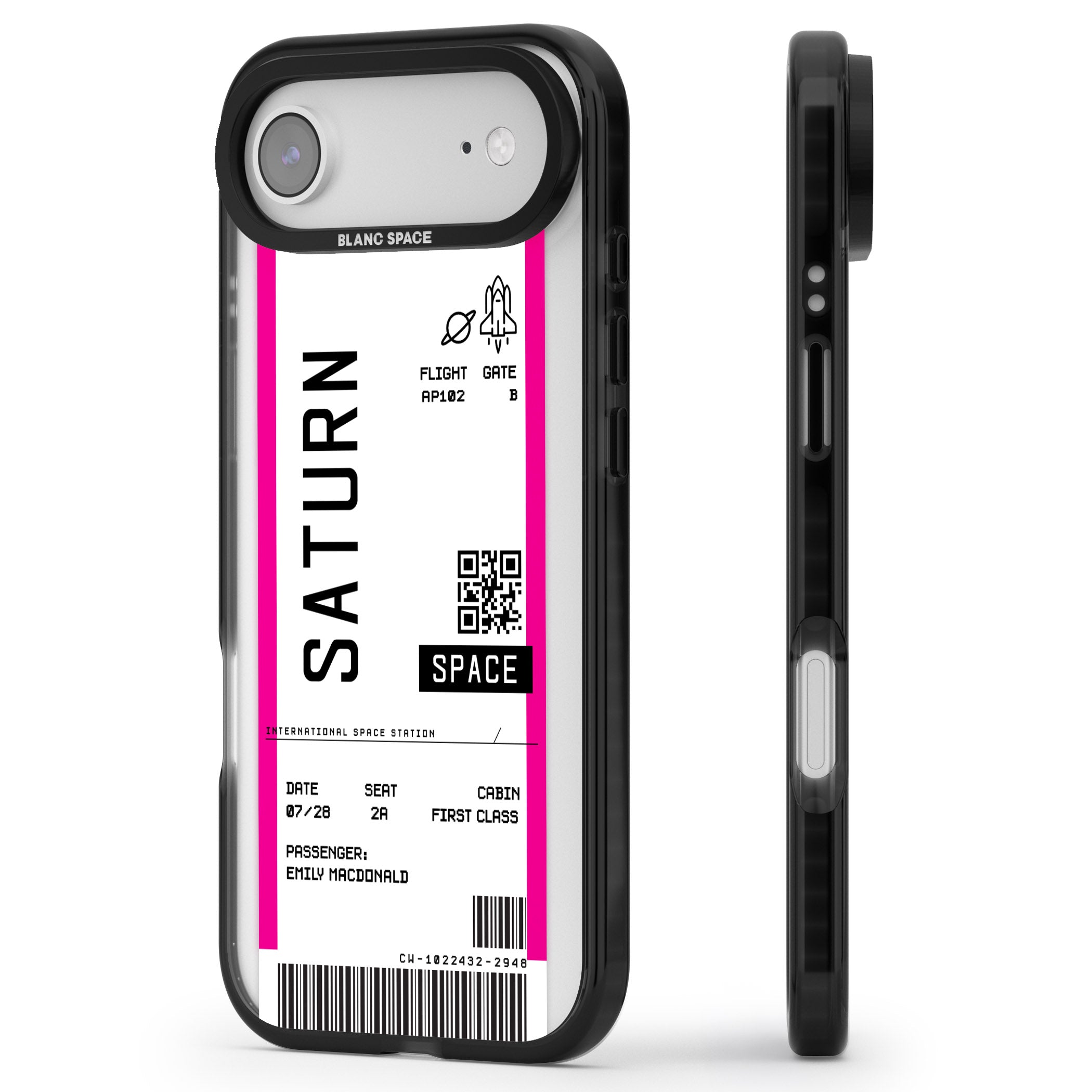 Personalised Saturn Travel Ticket iPhone 17 Air Impact Black Phone Case Side Profile