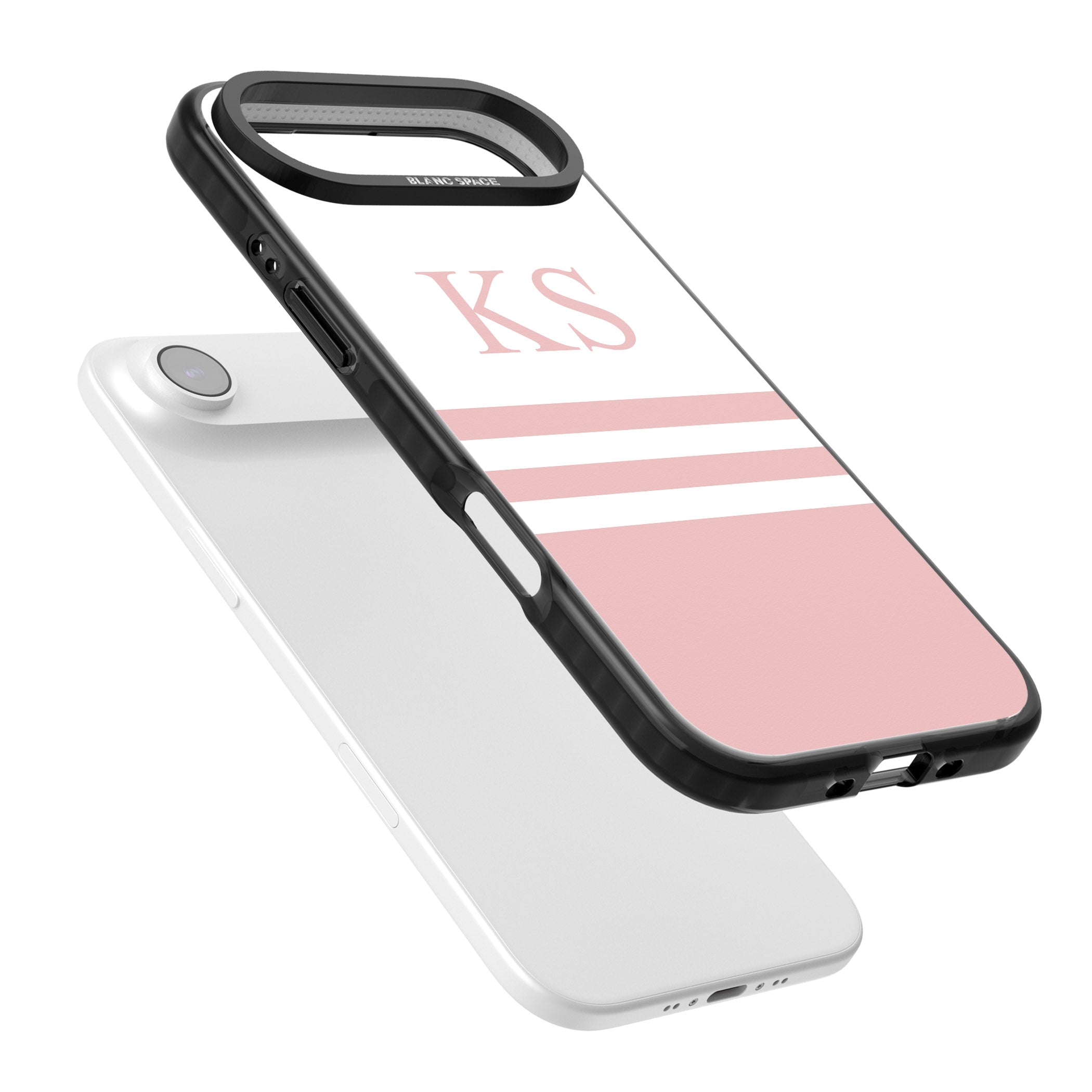 Personalised Pink Stripes & Initials iPhone 17 Air Impact Black Phone Case Colours