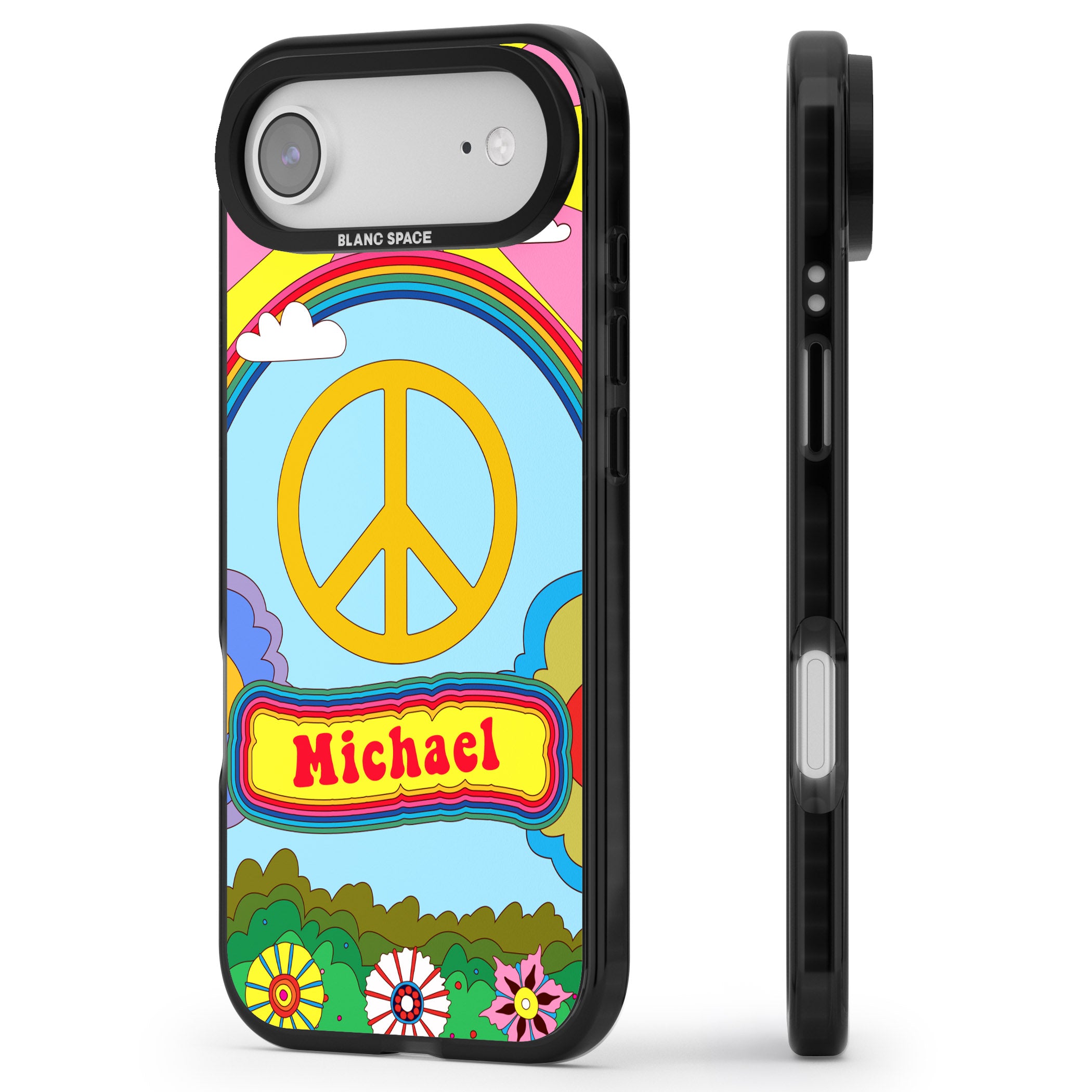 Personalised Happy Days iPhone 17 Air Impact Black Phone Case Side Profile