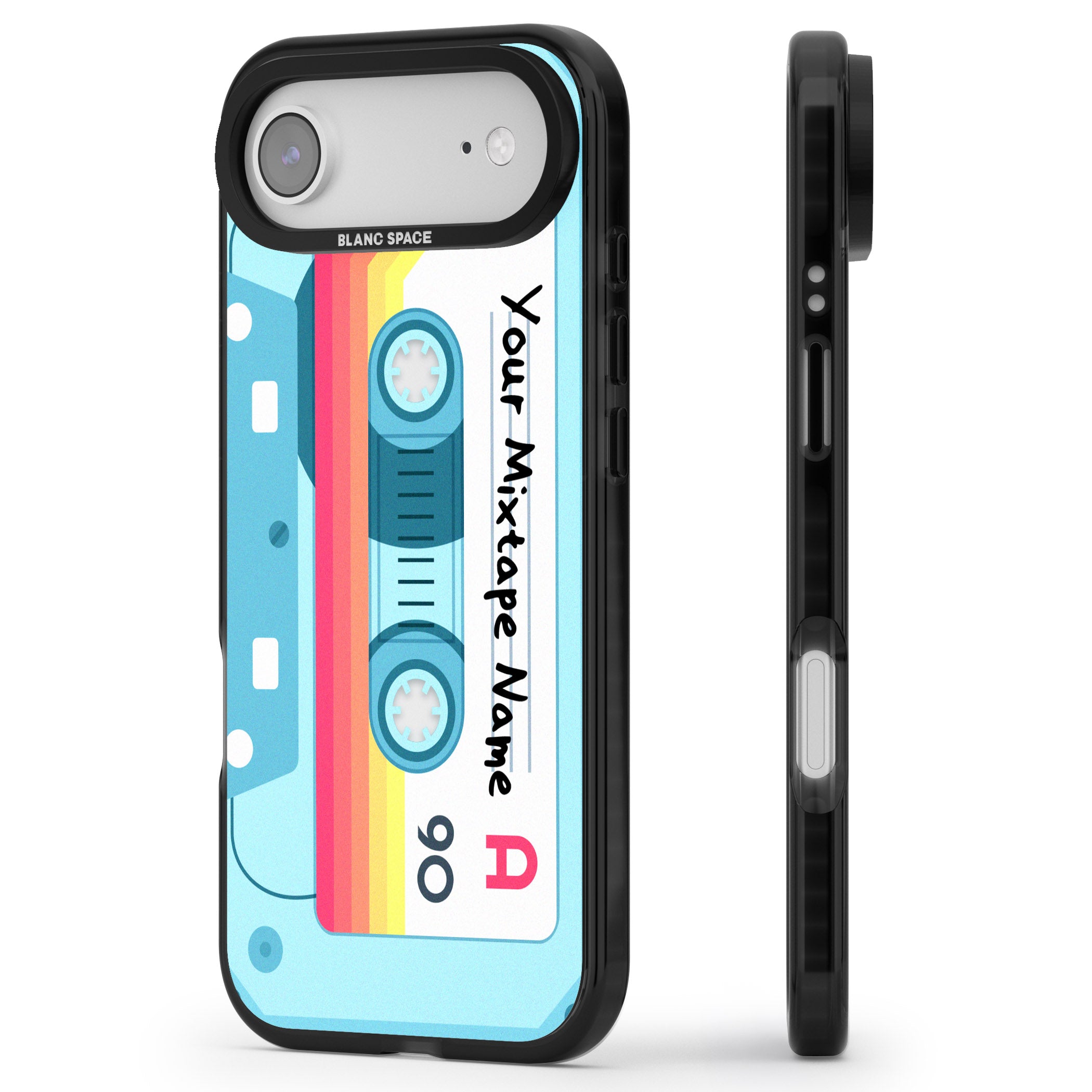 Personalised Retro Mixtape Sporty iPhone 17 Air Impact Black Phone Case Side Profile