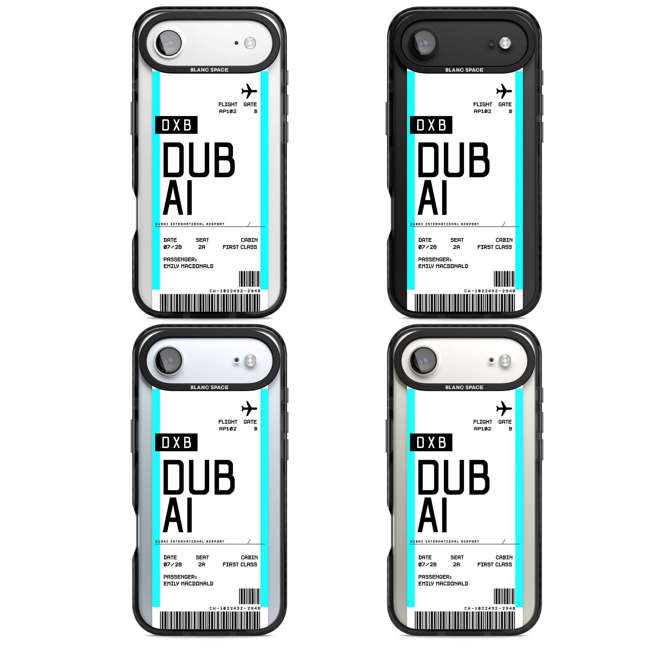 Personalised Dubai Boarding Pass iPhone 17 Air Impact Black Phone Case APT Impact Protection