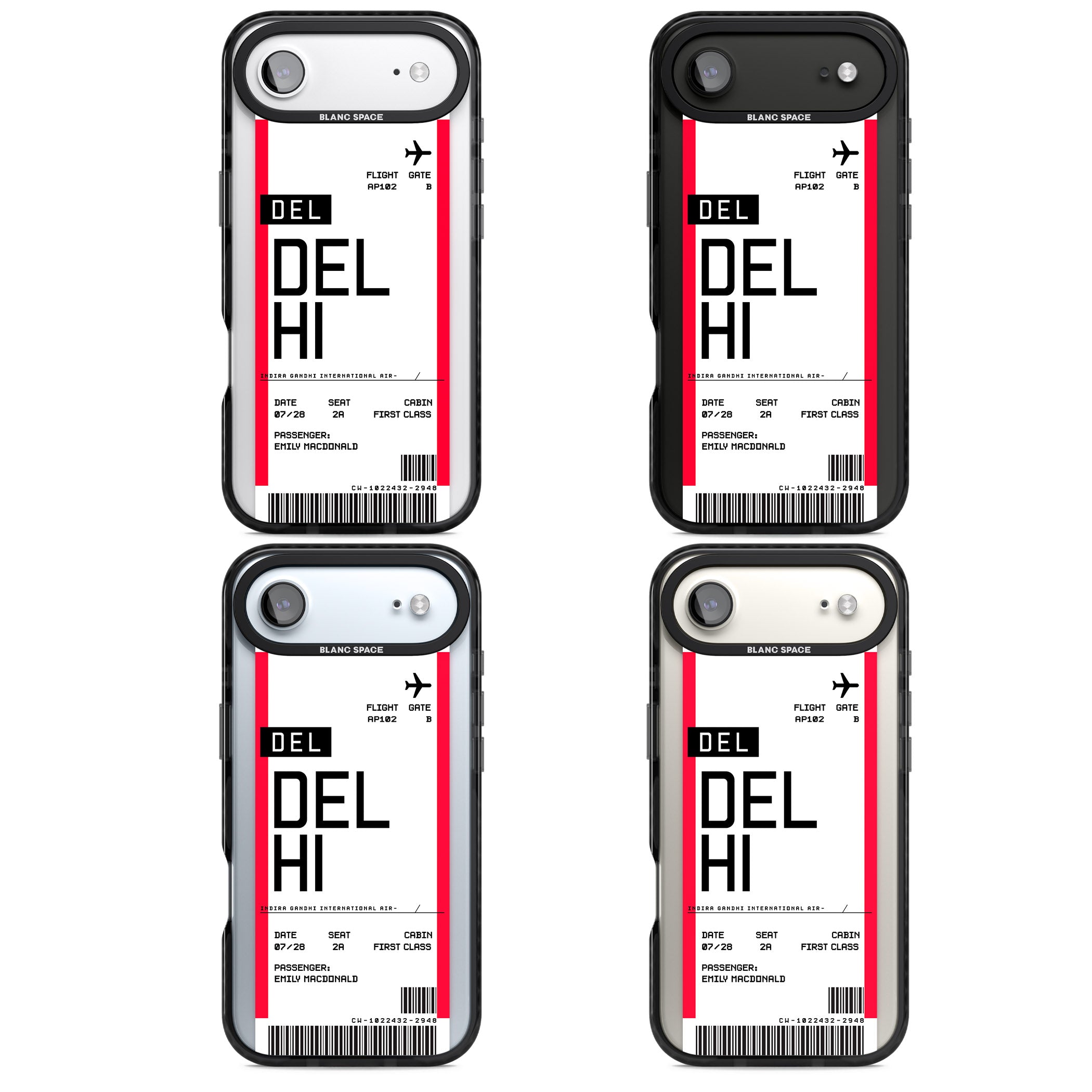 Personalised Delhi Boarding Pass iPhone 17 Air Impact Black Phone Case APT Impact Protection