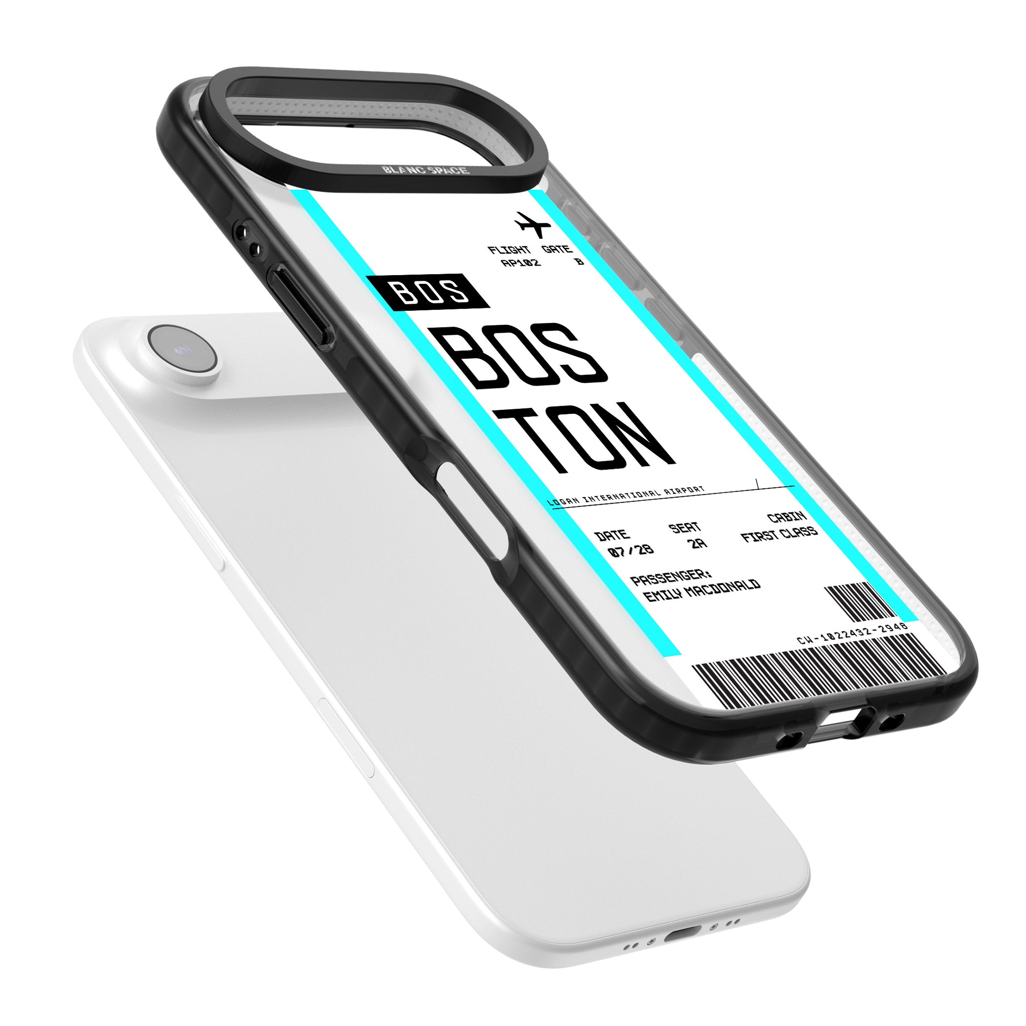 Personalised Boston Boarding Pass iPhone 17 Air Impact Black Phone Case Colours