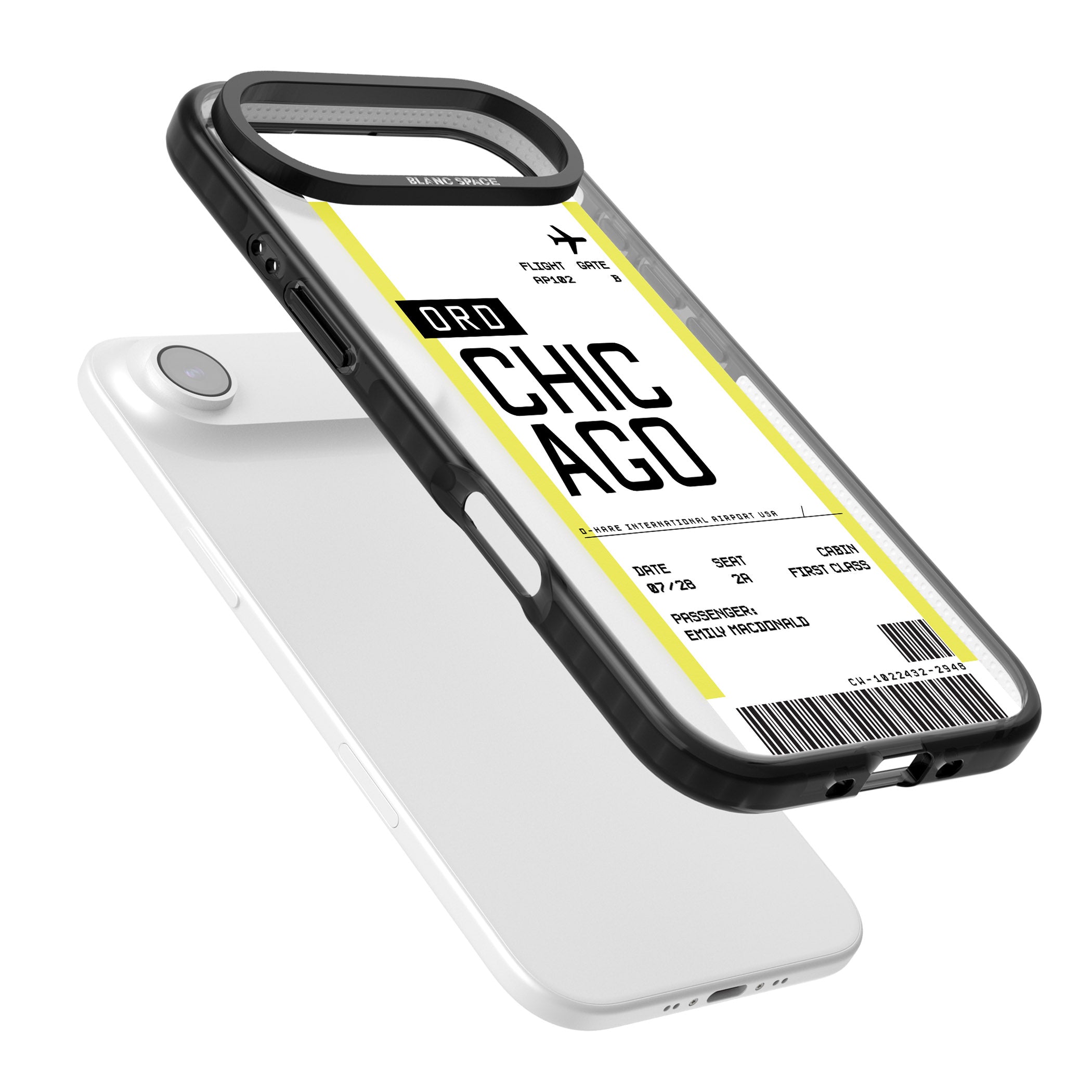 Personalised Chicago Boarding Pass iPhone 17 Air Impact Black Phone Case Colours