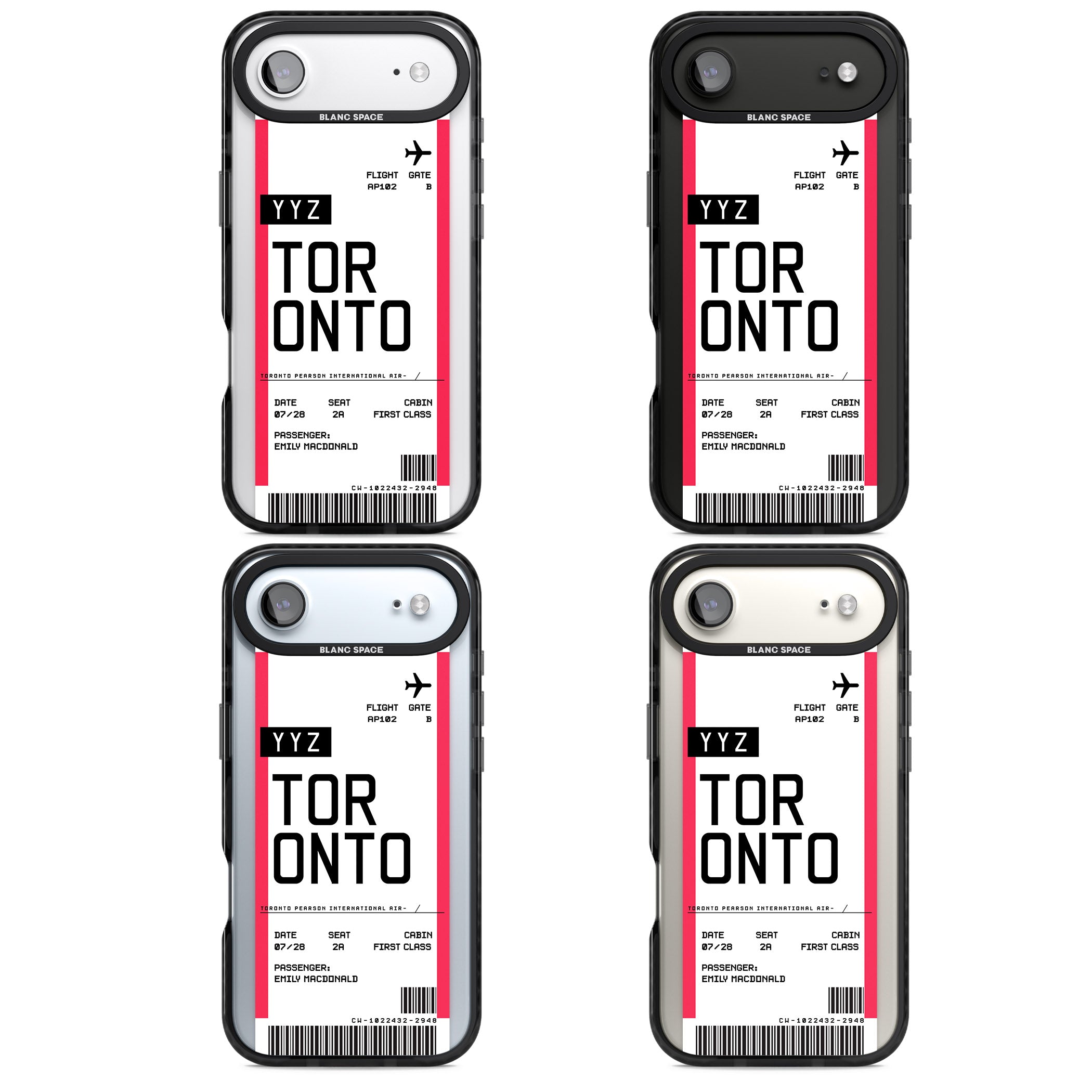Personalised Toronto Boarding Pass iPhone 17 Air Impact Black Phone Case APT Impact Protection