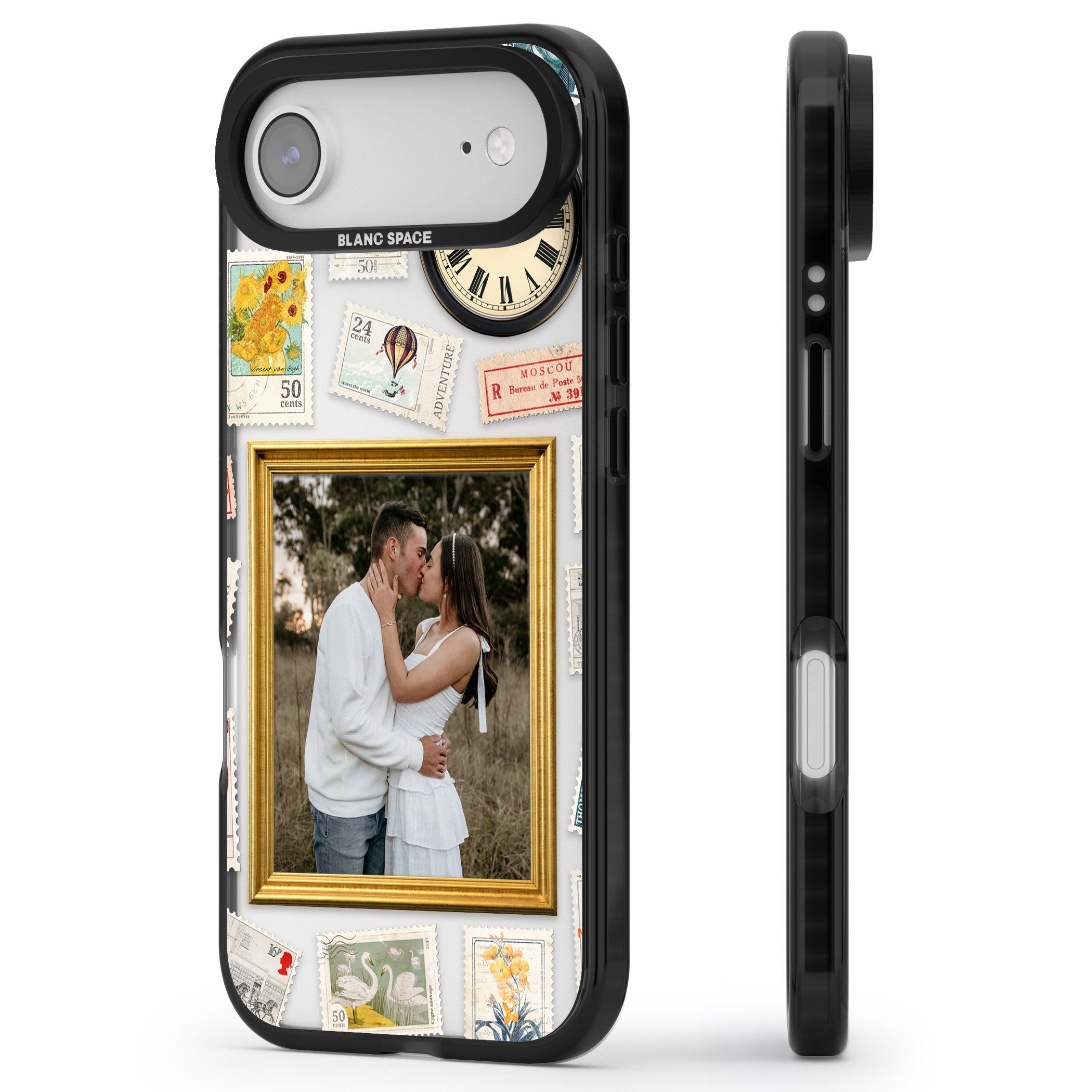 Personalised Vintage Photo Frame Collage iPhone 17 Air Impact Black Phone Case Side Profile