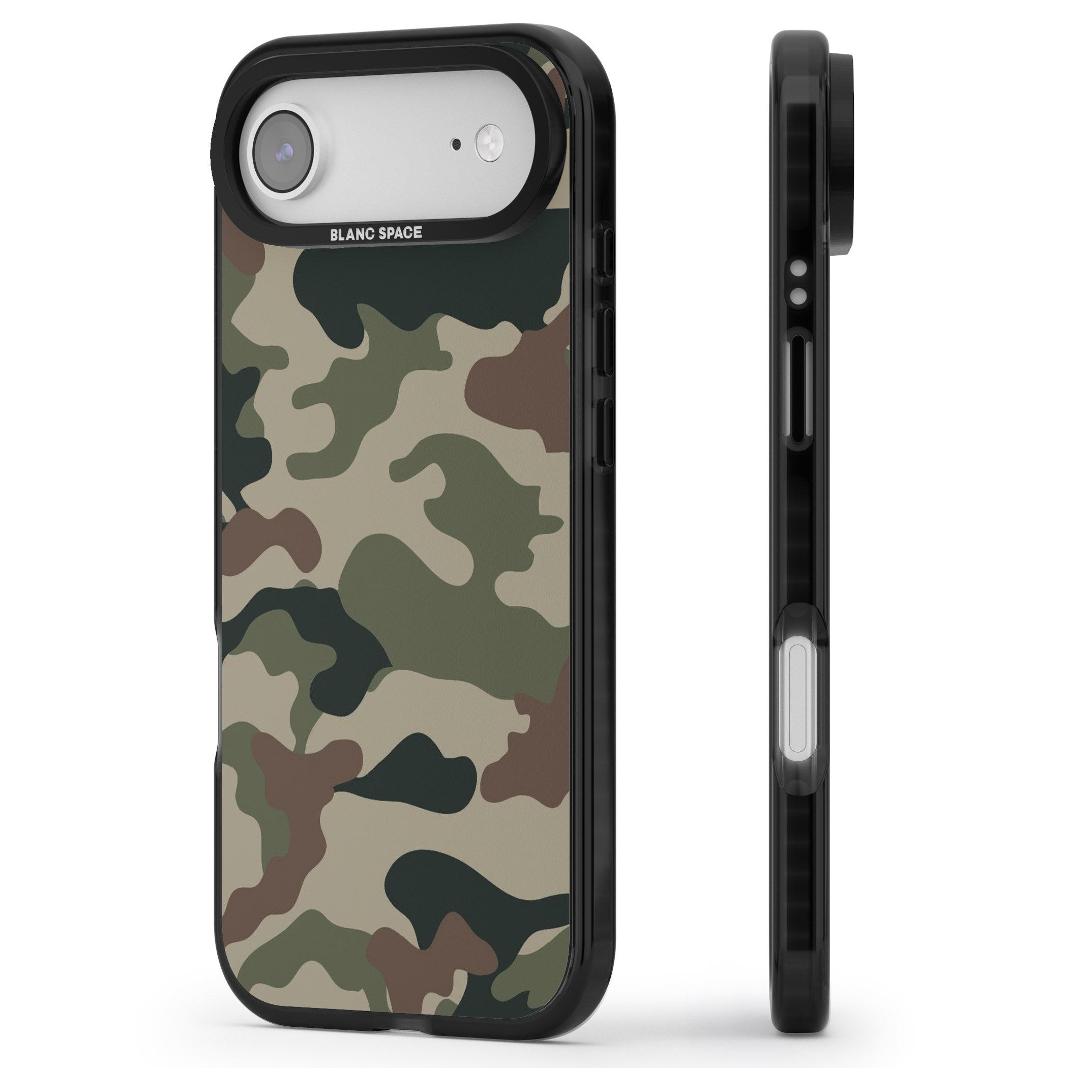 Green And Brown Camo iPhone 17 Air Impact Black Phone Case Side Profile