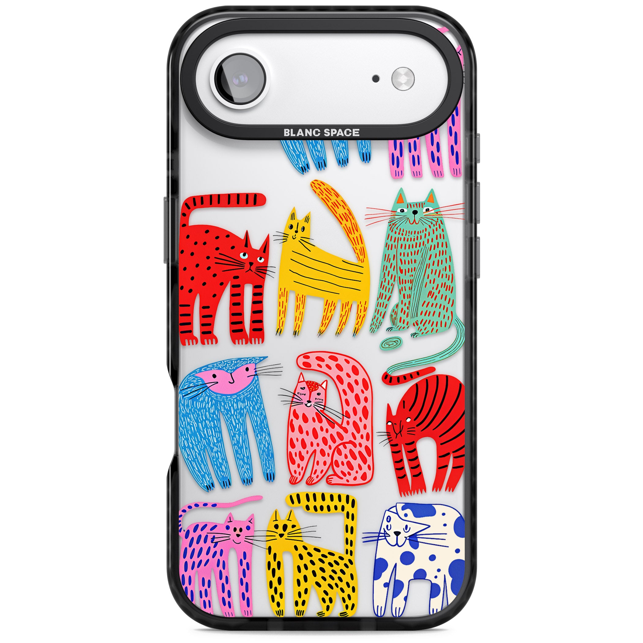 Abstract Colourful Cats iPhone 17 Air Impact Black Phone Case