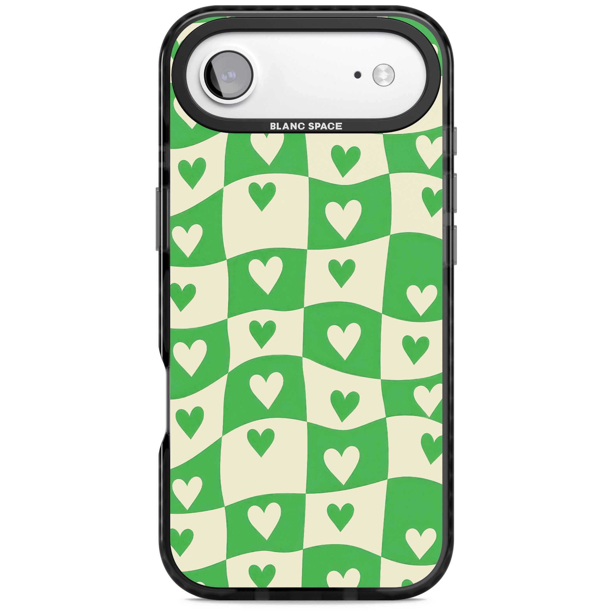 Green Wavy Checked Hearts iPhone 17 Air Impact Black Phone Case