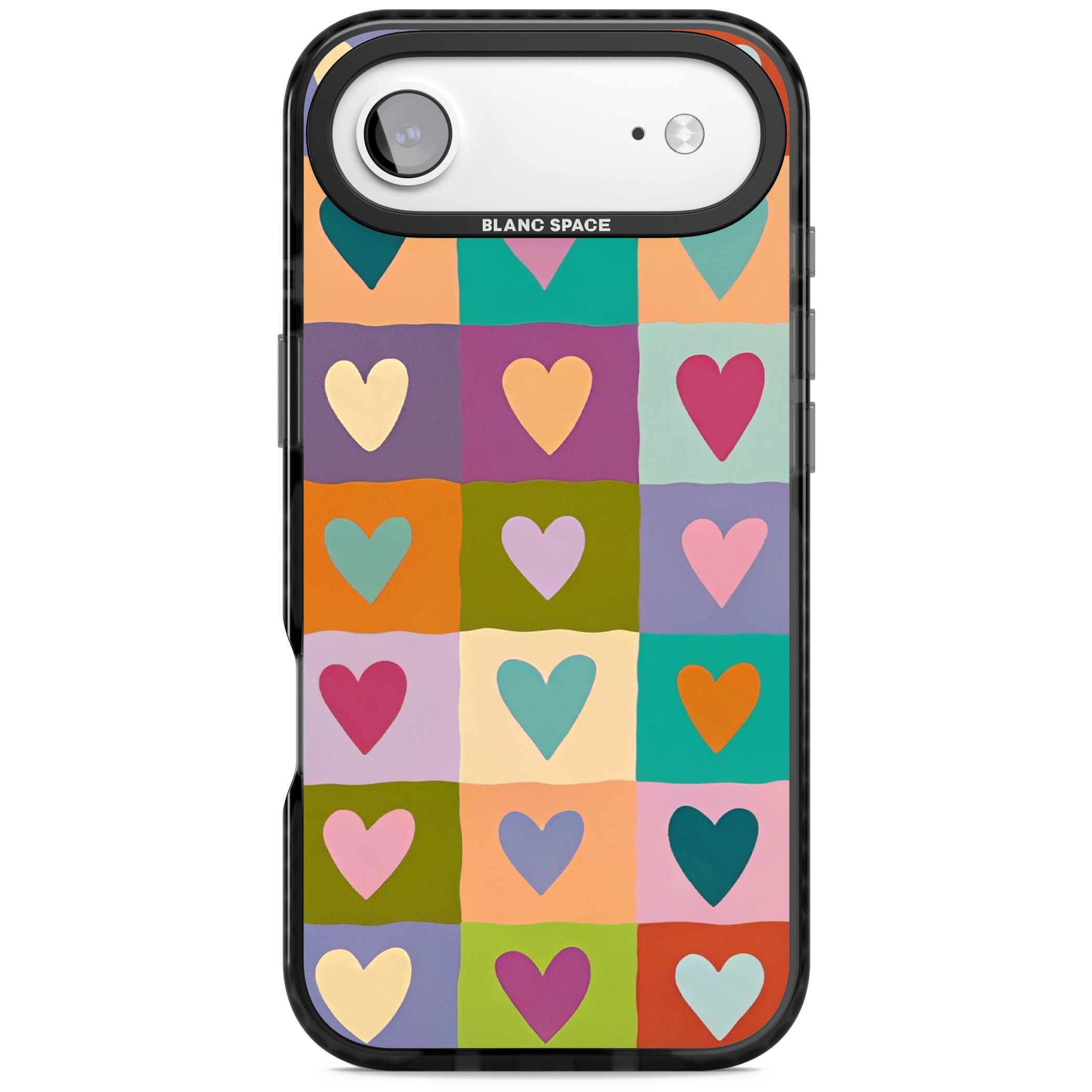 Multicolour Checked Hearts iPhone 17 Air Impact Black Phone Case
