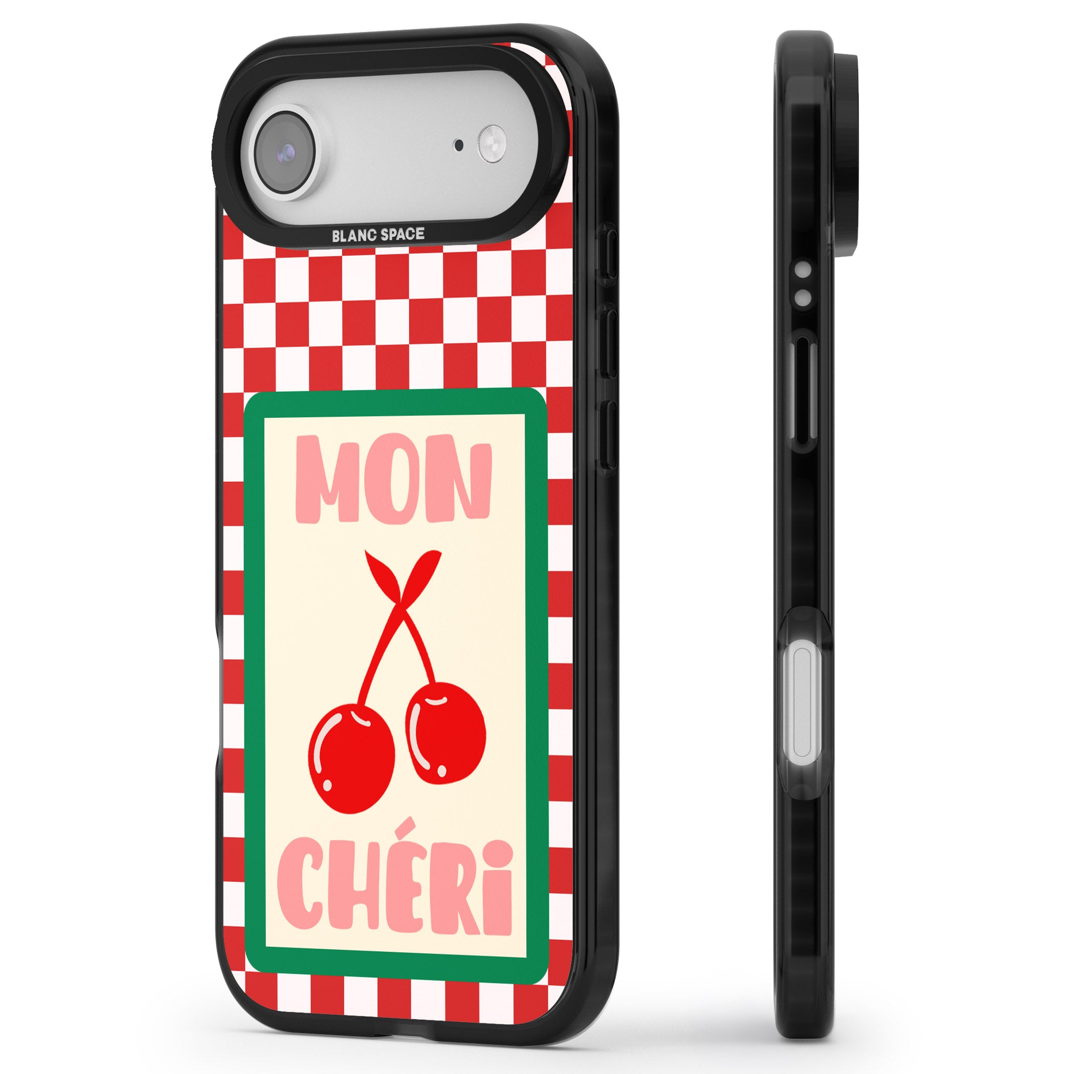 Mon Cheri iPhone 17 Air Impact Black Phone Case Side Profile