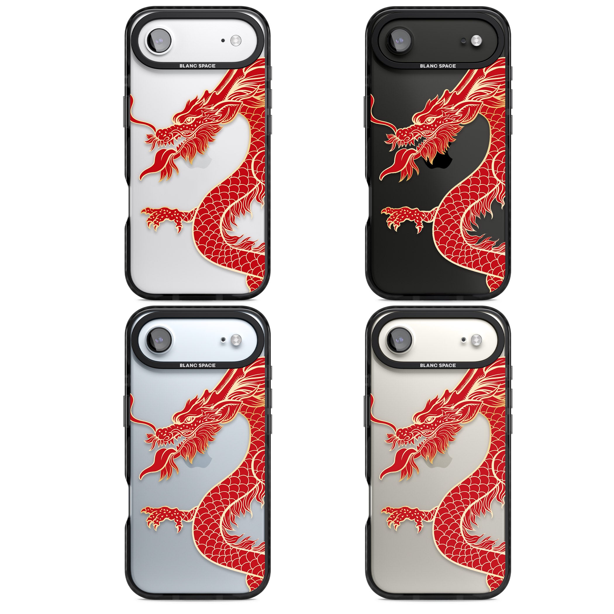 Large Red Dragon iPhone 17 Air Impact Black Phone Case APT Impact Protection