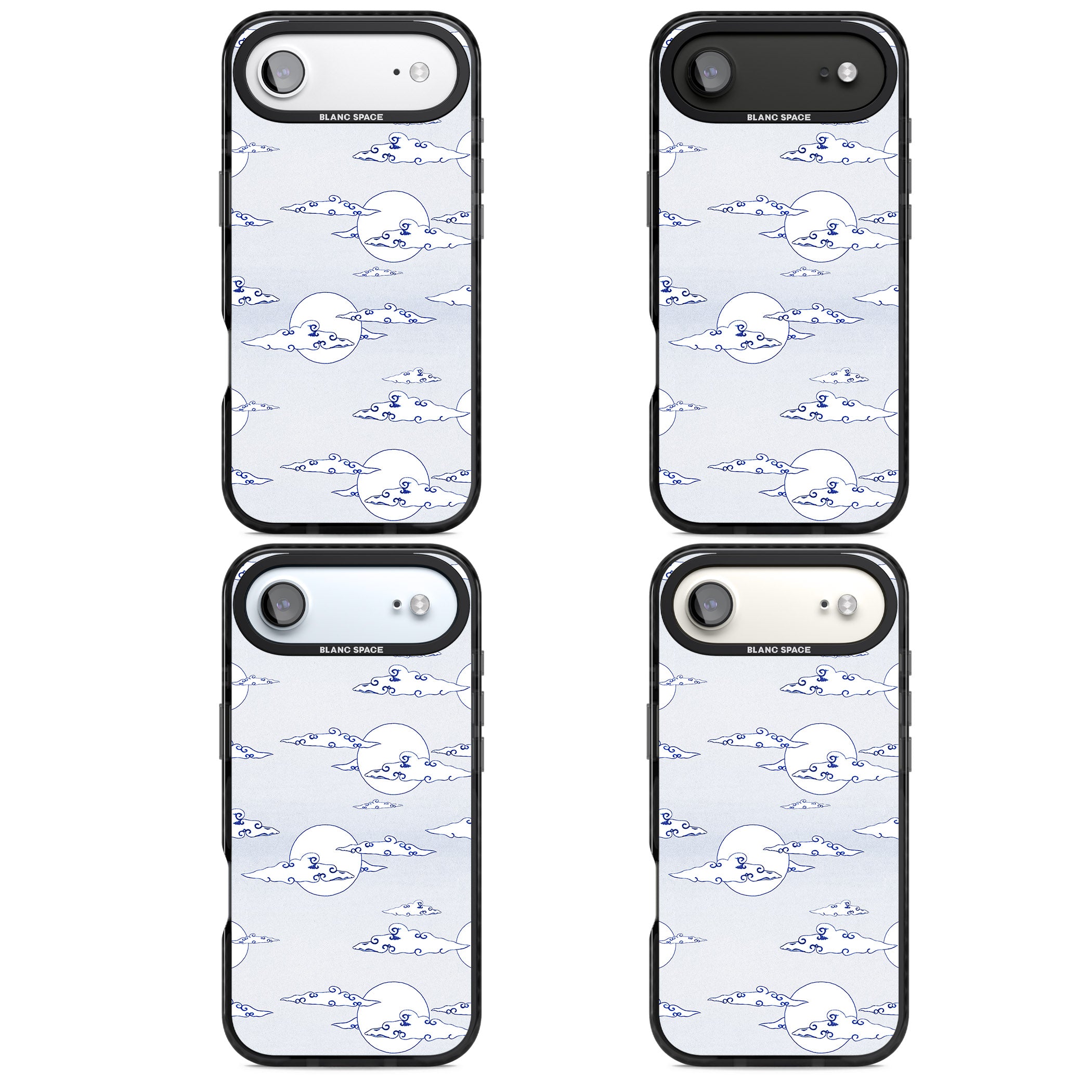 Moon & Clouds iPhone 17 Air Impact Black Phone Case APT Impact Protection