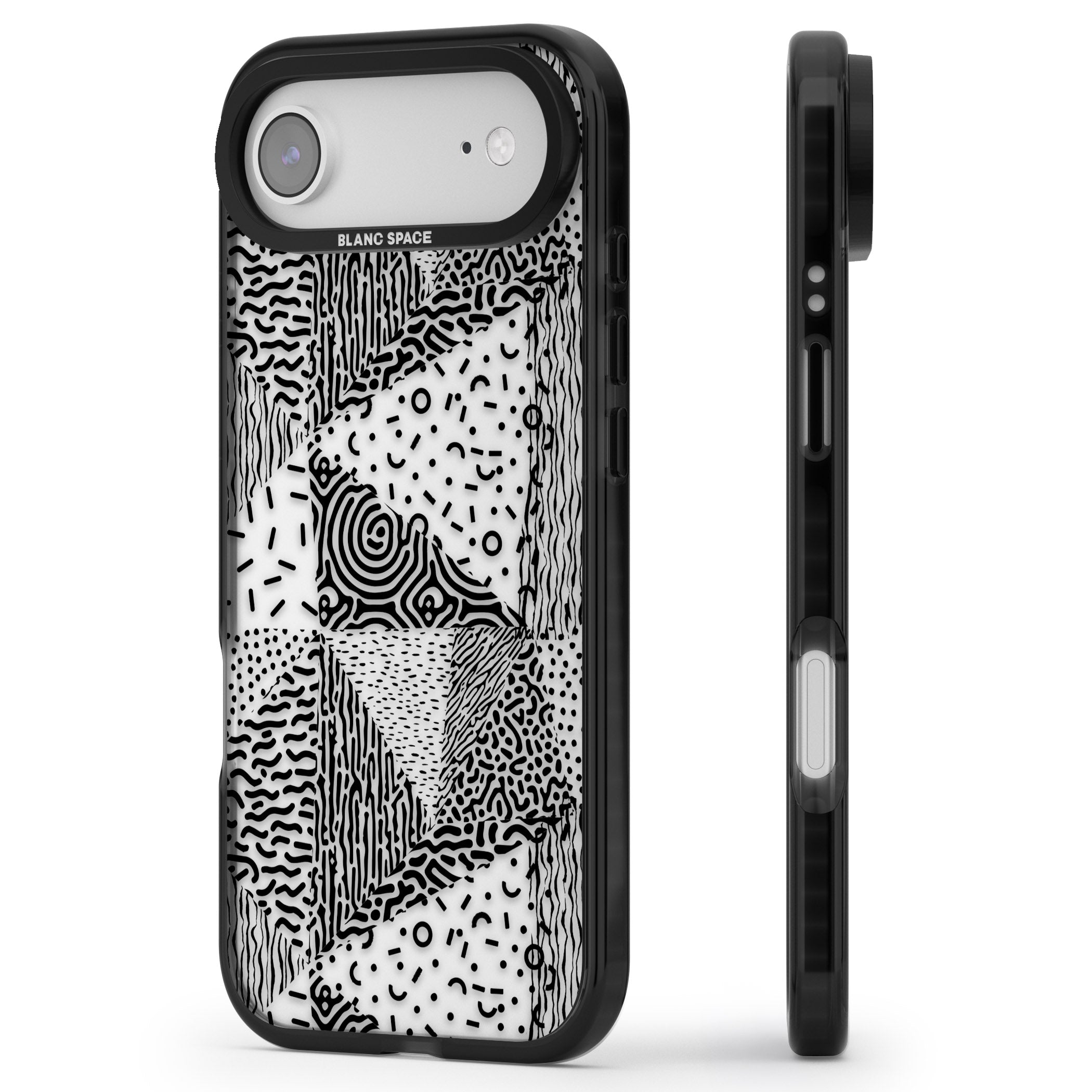 Monochrome Pattern iPhone 17 Air Impact Black Phone Case Side Profile