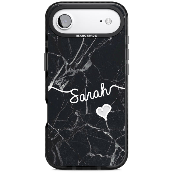 Personalised Black Marble Heart