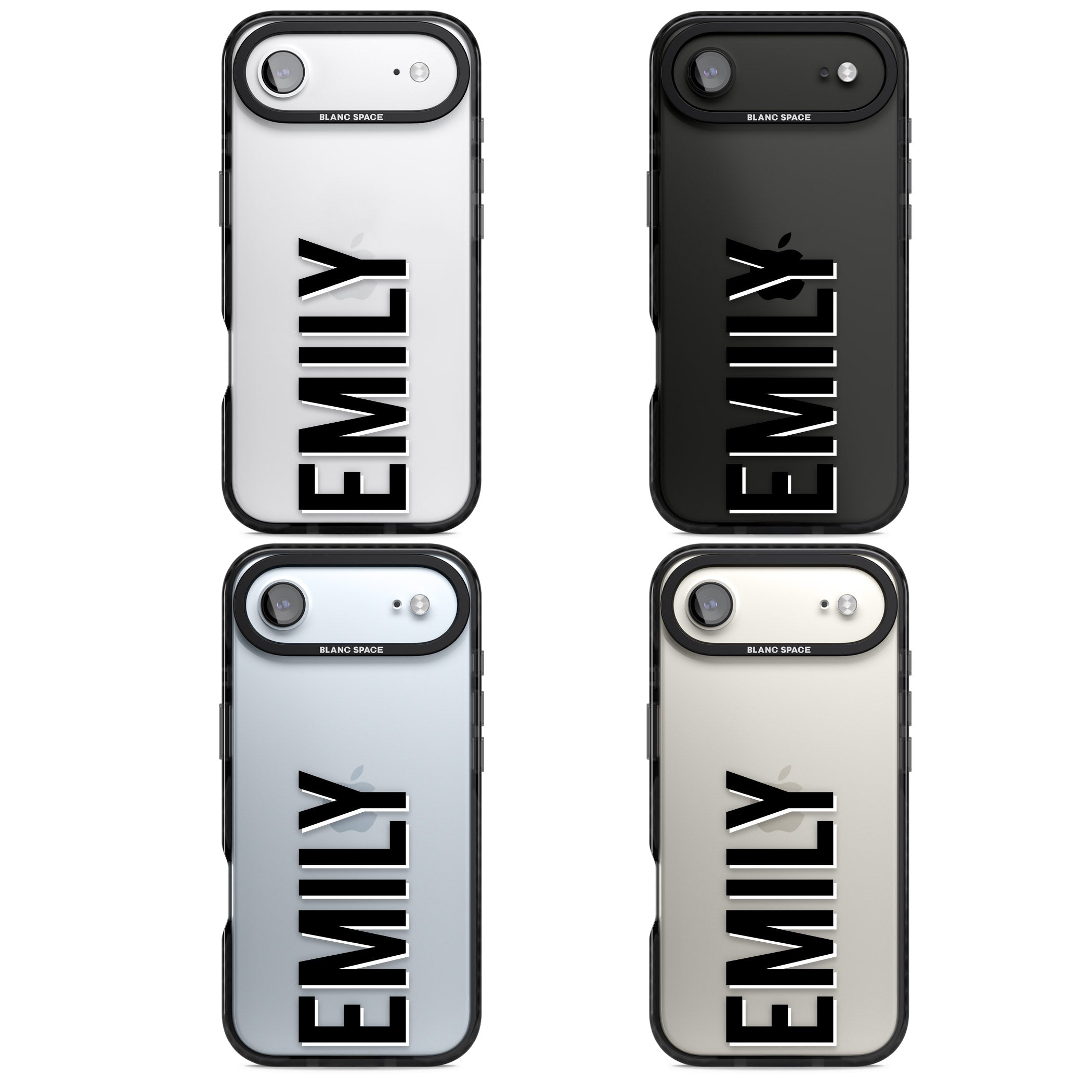 Personalised Vertical Name iPhone 17 Air Impact Black Phone Case APT Impact Protection