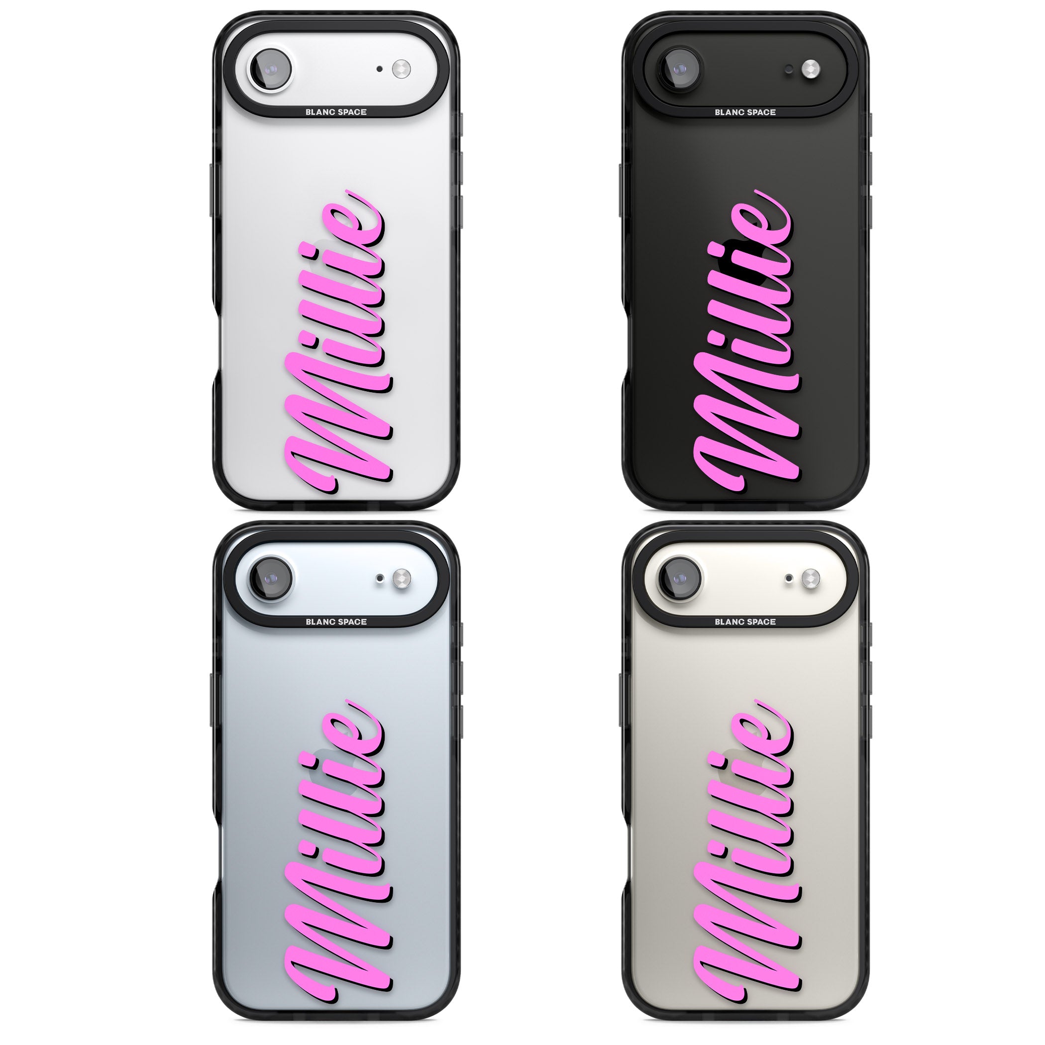 Personalised Cute Vertical Name iPhone 17 Air Impact Black Phone Case APT Impact Protection