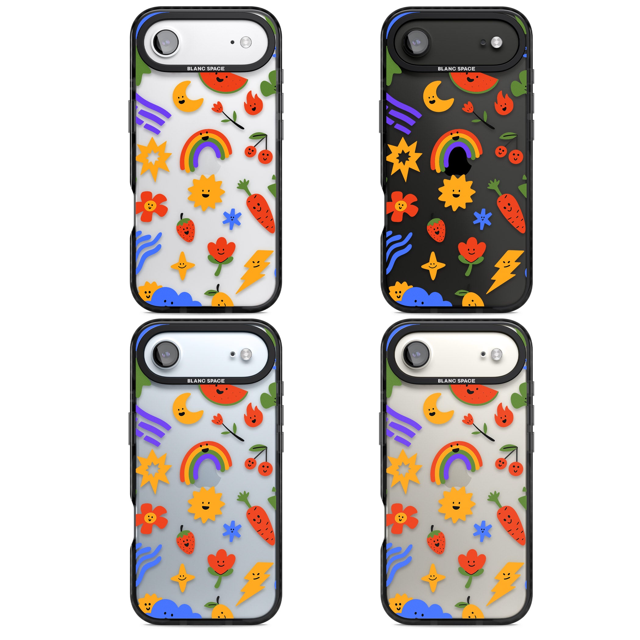 Colorful Kawaii Icons iPhone 17 Air Impact Black Phone Case APT Impact Protection