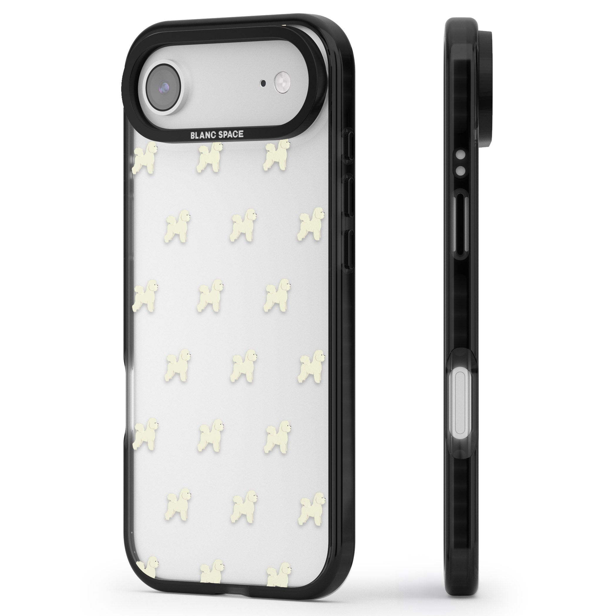 Bichon Frise Pattern iPhone 17 Air Impact Black Phone Case Side Profile
