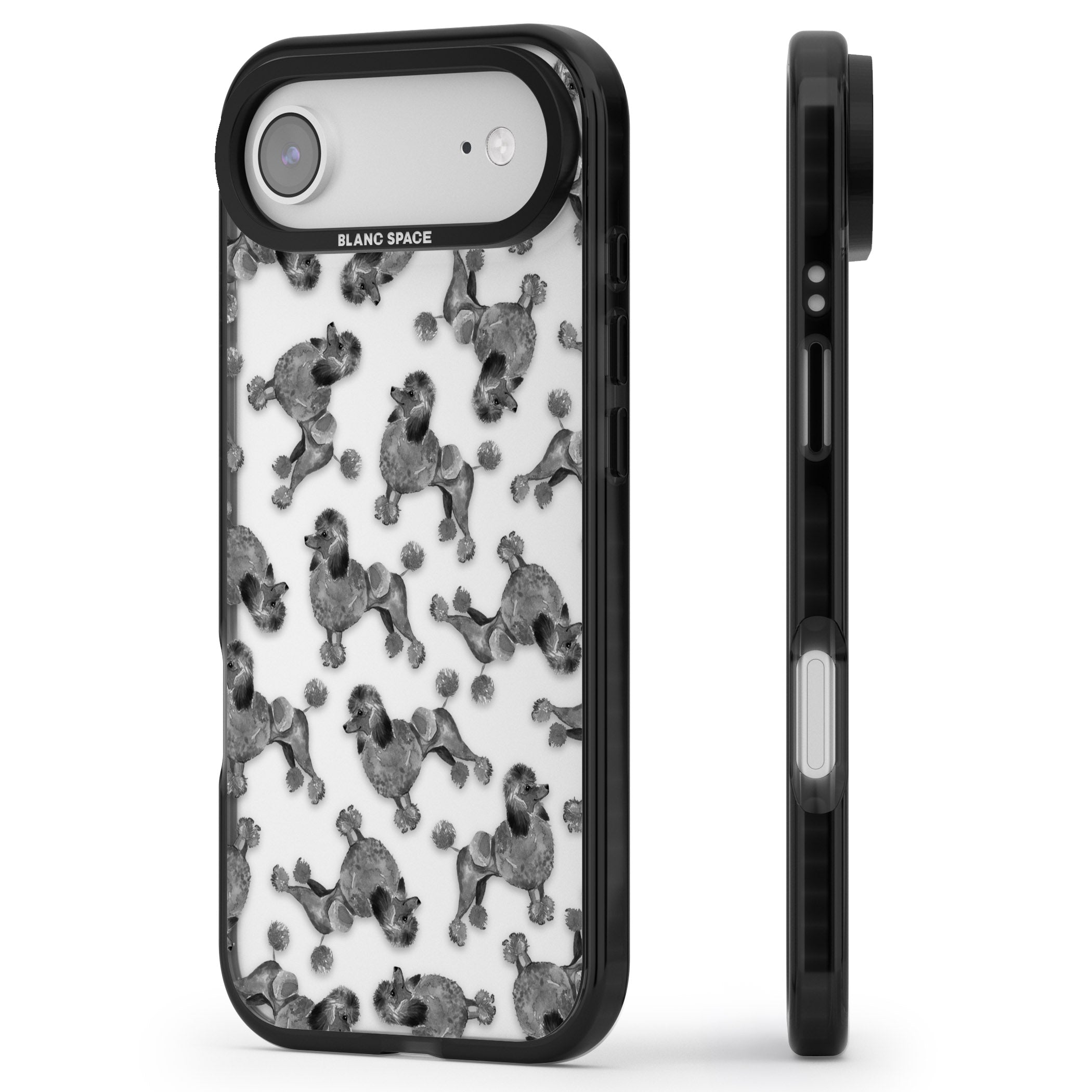 Poodle Pattern iPhone 17 Air Impact Black Phone Case Side Profile