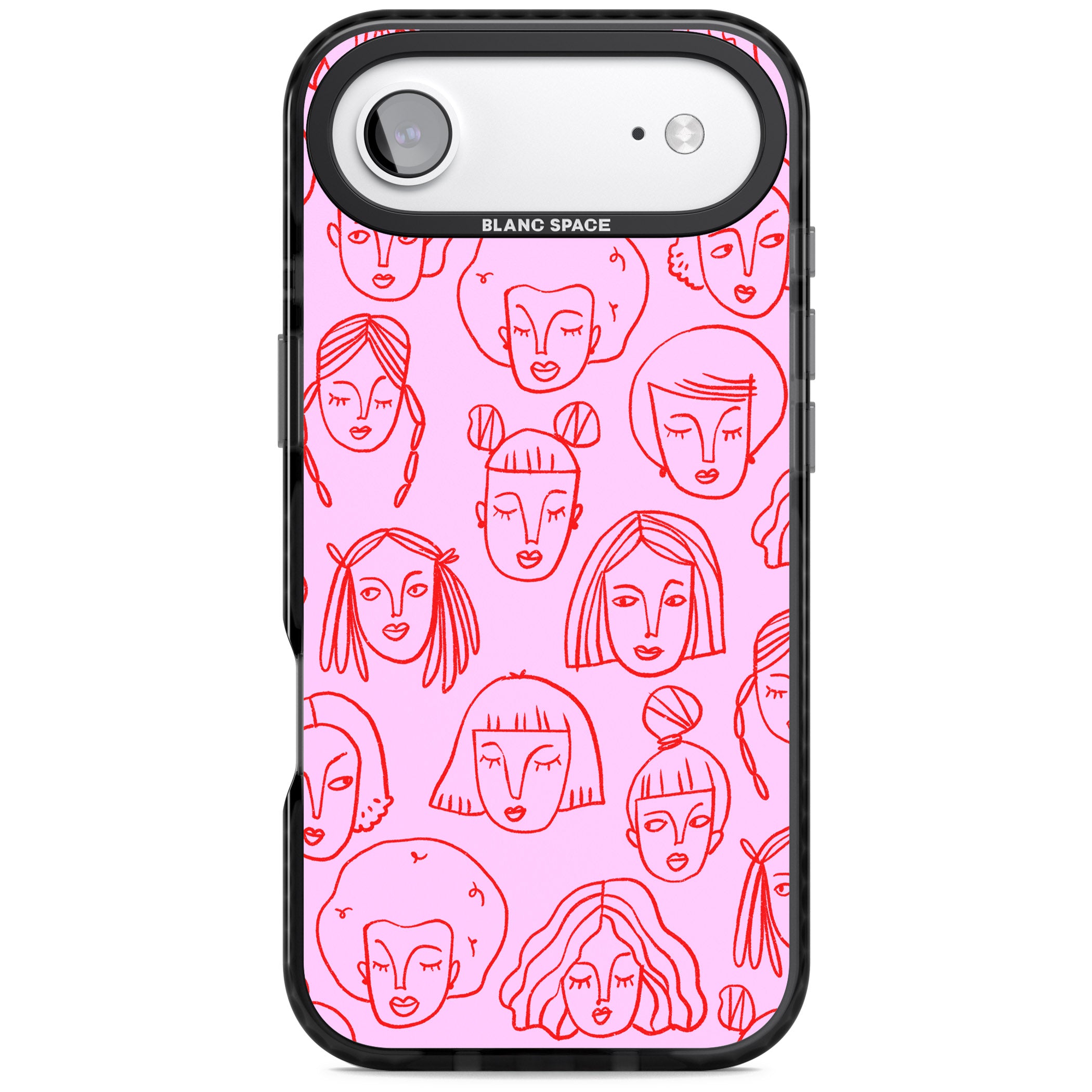 Girl Portrait Doodles iPhone 17 Air Impact Black Phone Case