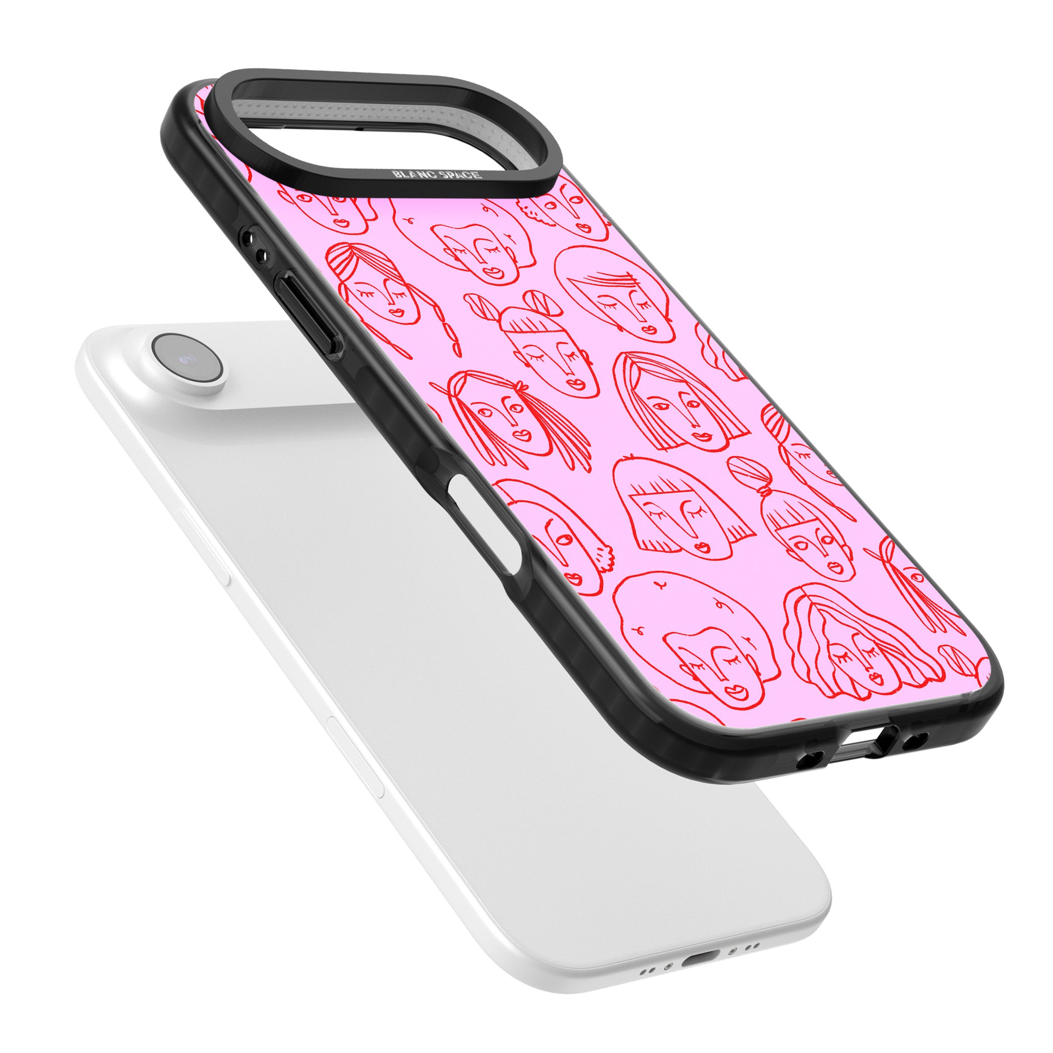 Girl Portrait Doodles iPhone 17 Air Impact Black Phone Case Colours