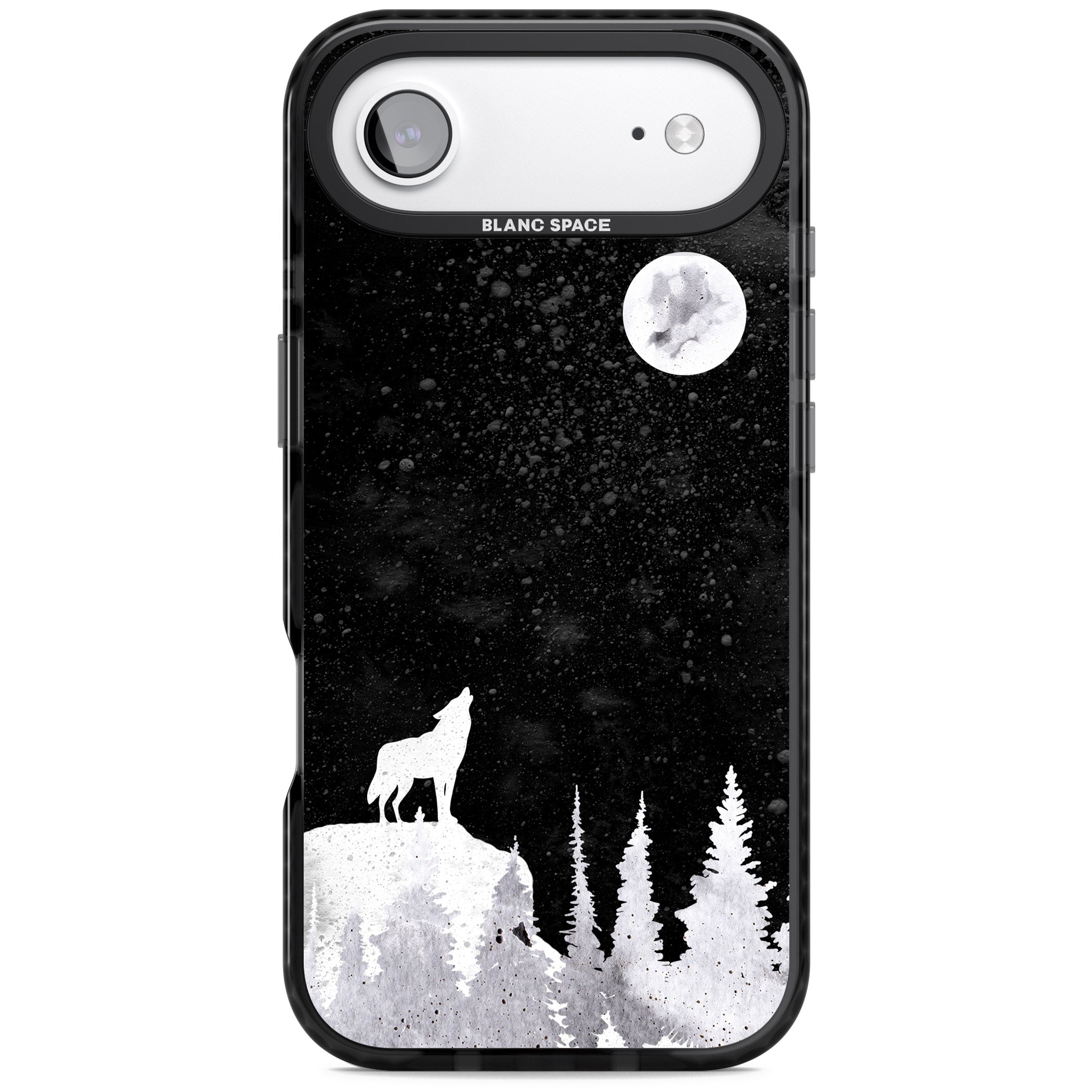 Moon Phases: Wolf & Full Moon iPhone 17 Air Impact Black Phone Case