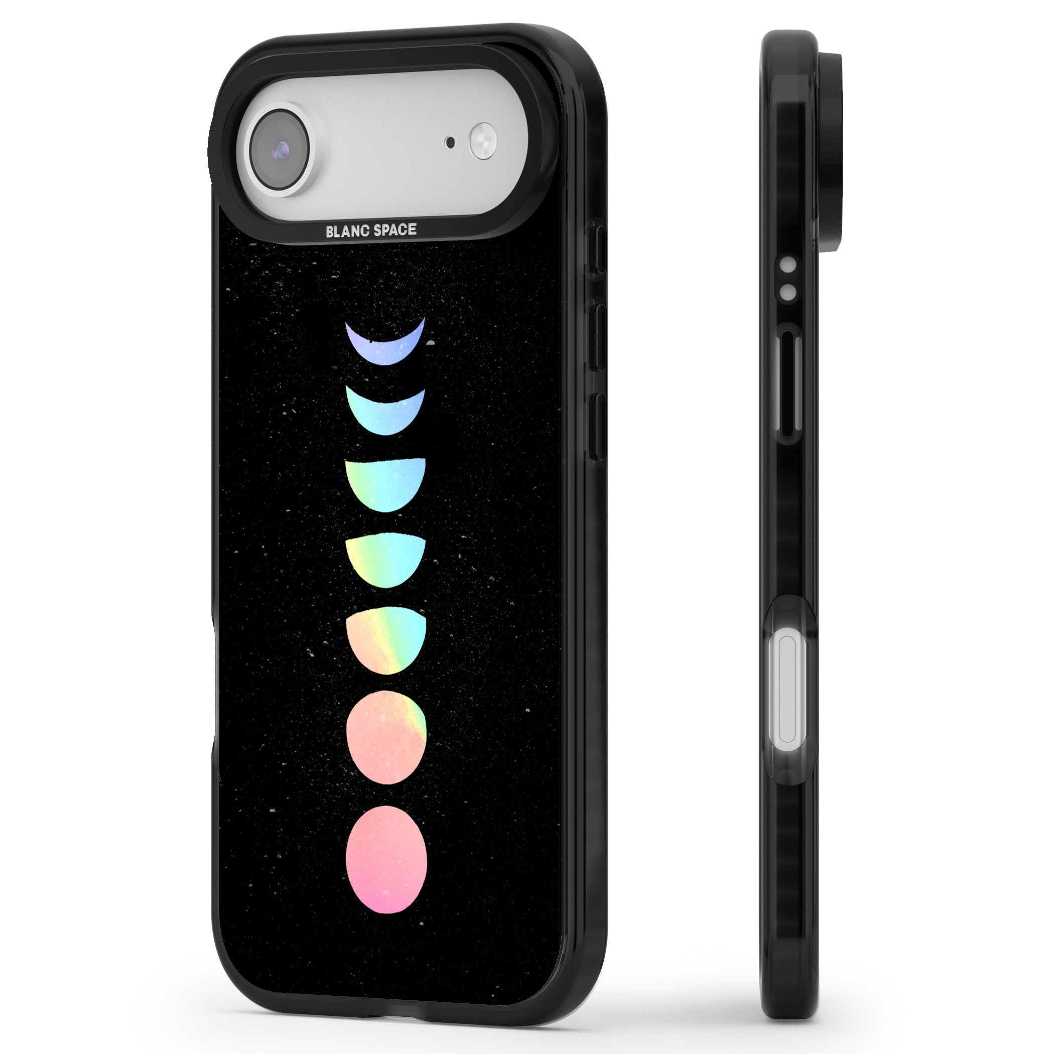 Pastel Moon Phases iPhone 17 Air Impact Black Phone Case Side Profile