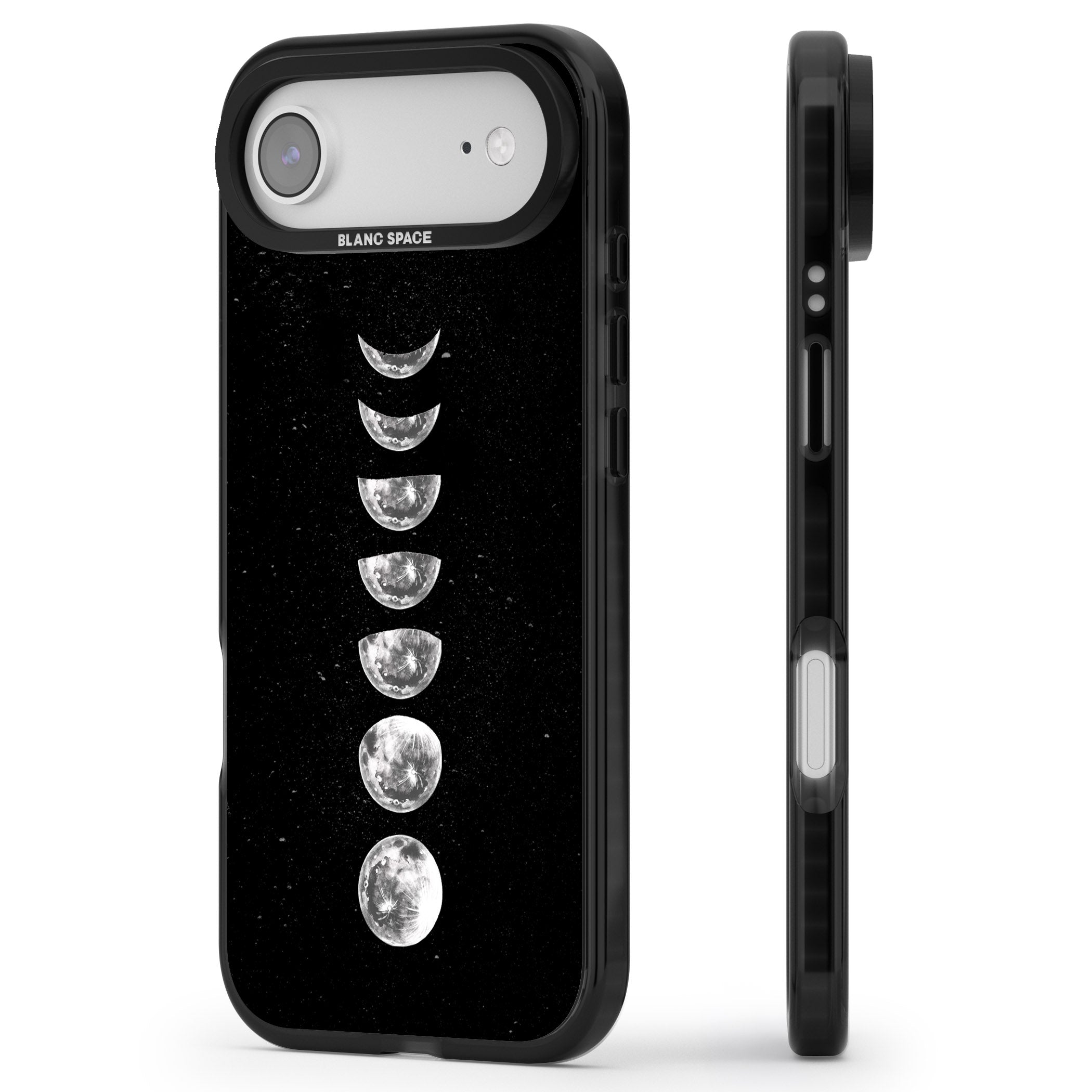 Light Watercolour Moons iPhone 17 Air Impact Black Phone Case Side Profile