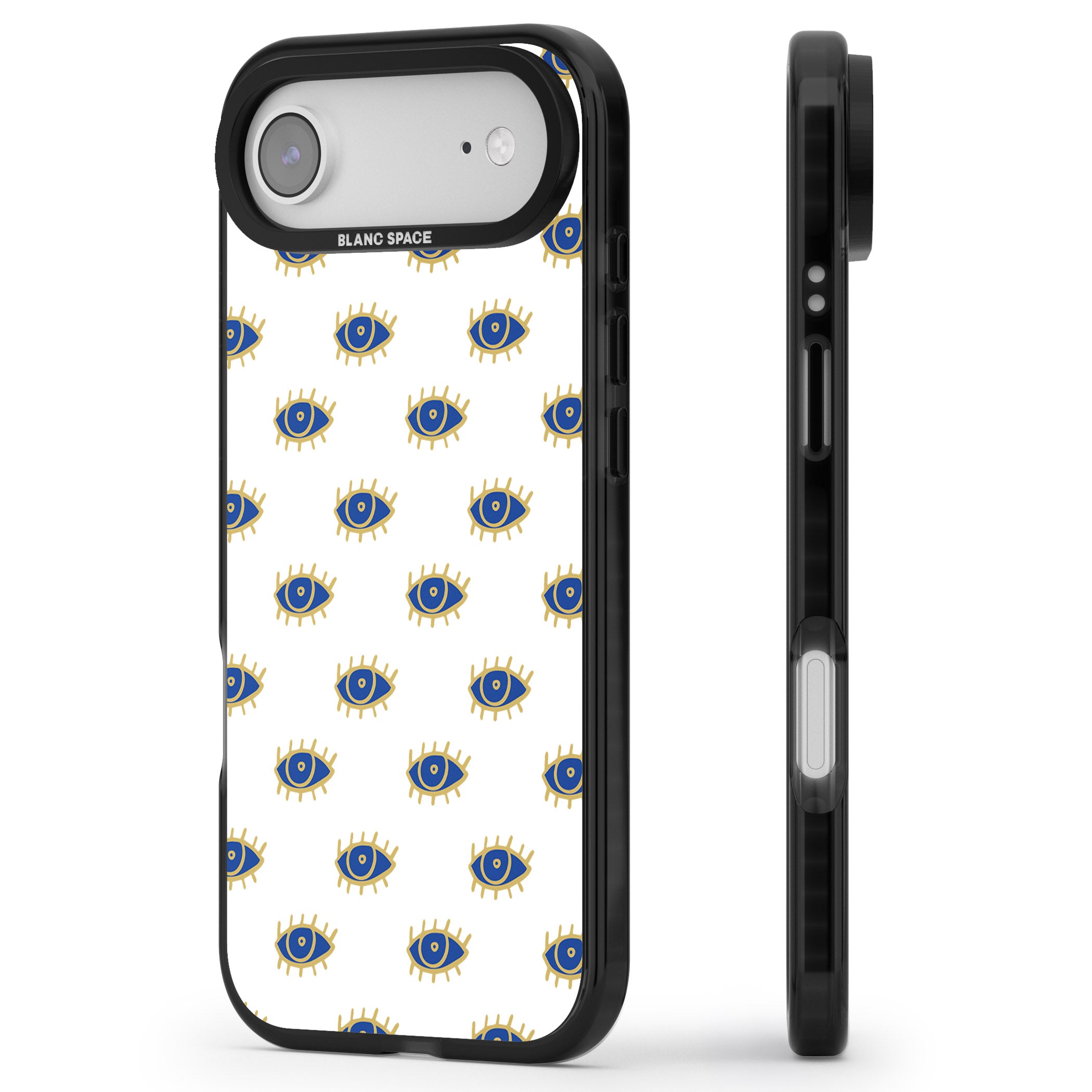 Gold Eye Pattern iPhone 17 Air Impact Black Phone Case Side Profile